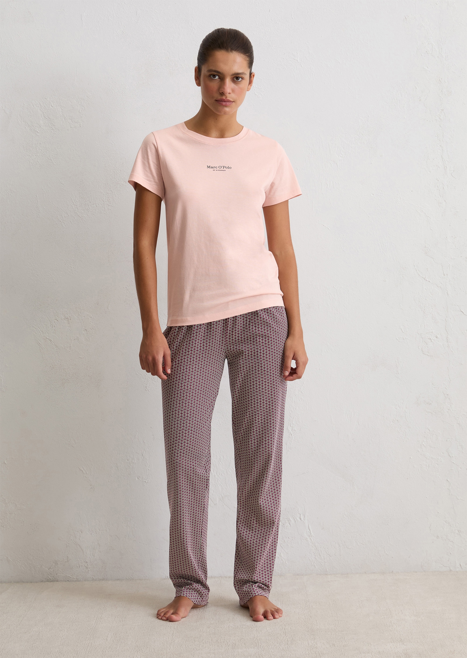 Marc O'Polo Kurzarmshirt »Mix N Match Cotton«, Kurzarm, Rundhals-Ausschnitt, Baumwolle, Slim Fit, Logo-Print