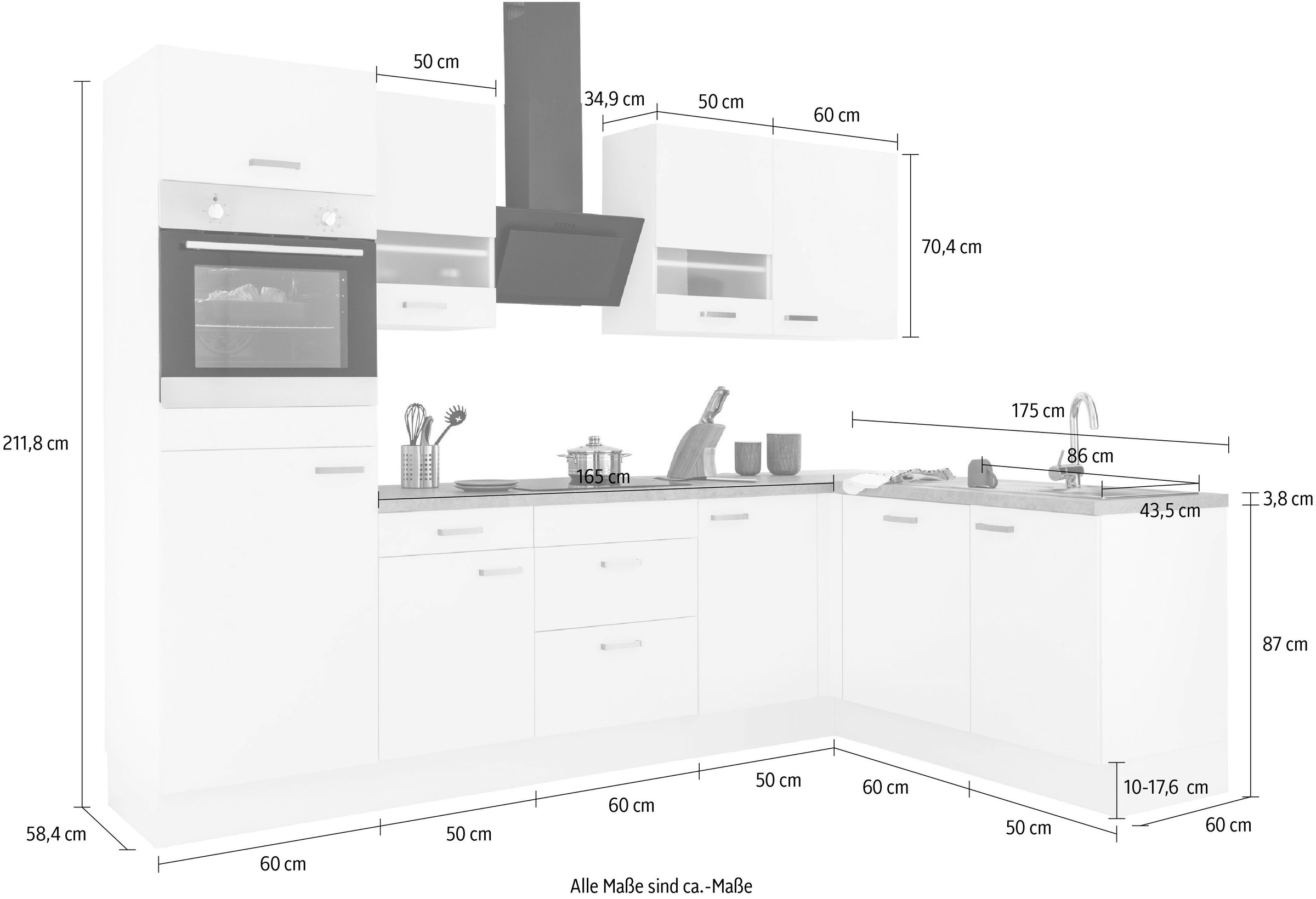 OPTIFIT Winkelküche »Parma«, ohne E-Geräte, Stellbreite 285 x 175 cm