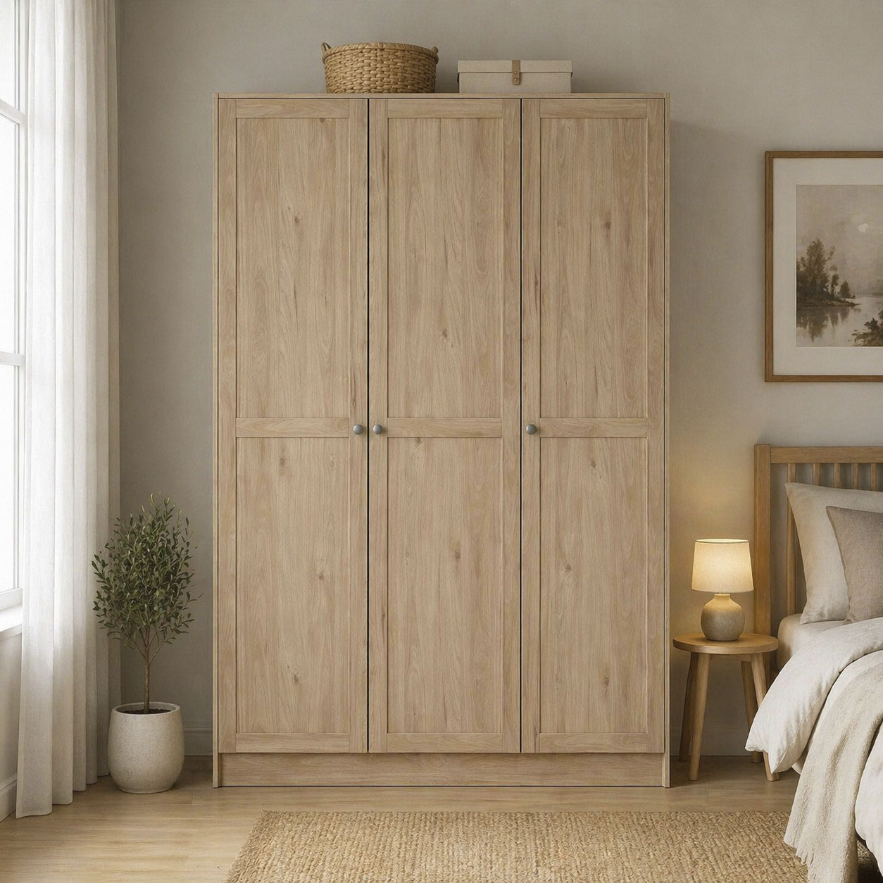 Home affaire Kleiderschrank "Billund, skandinavischen Design & viel Stauraum, 2 Breiten 145/195 cm" Viel Stauraum mit Böden & Kleiderstange, praktische Aufteilung