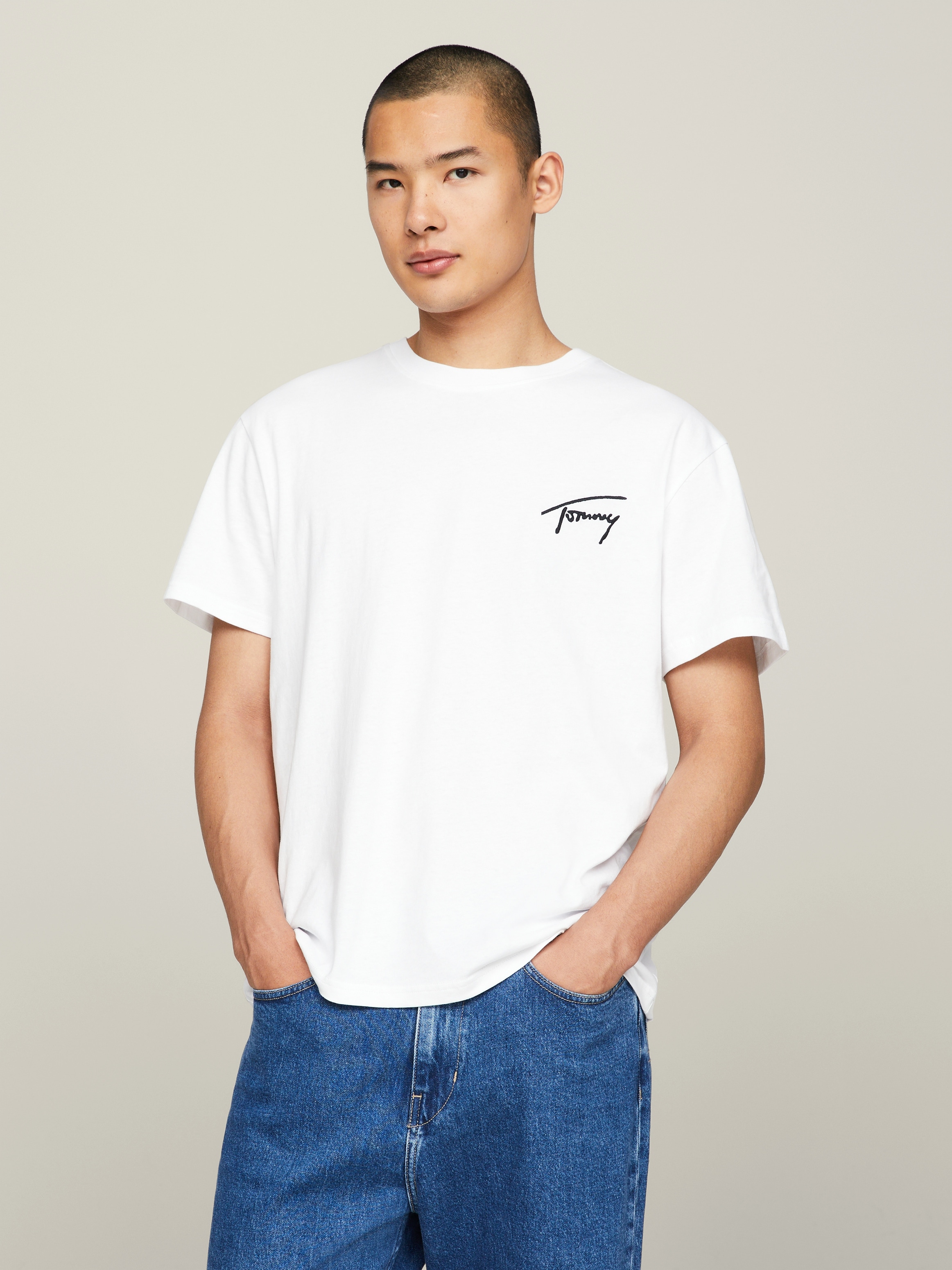 Tommy Jeans T-Shirt "TJM REG SIGNATURE TEE EXT", mit aufgesticktem Signatur günstig online kaufen