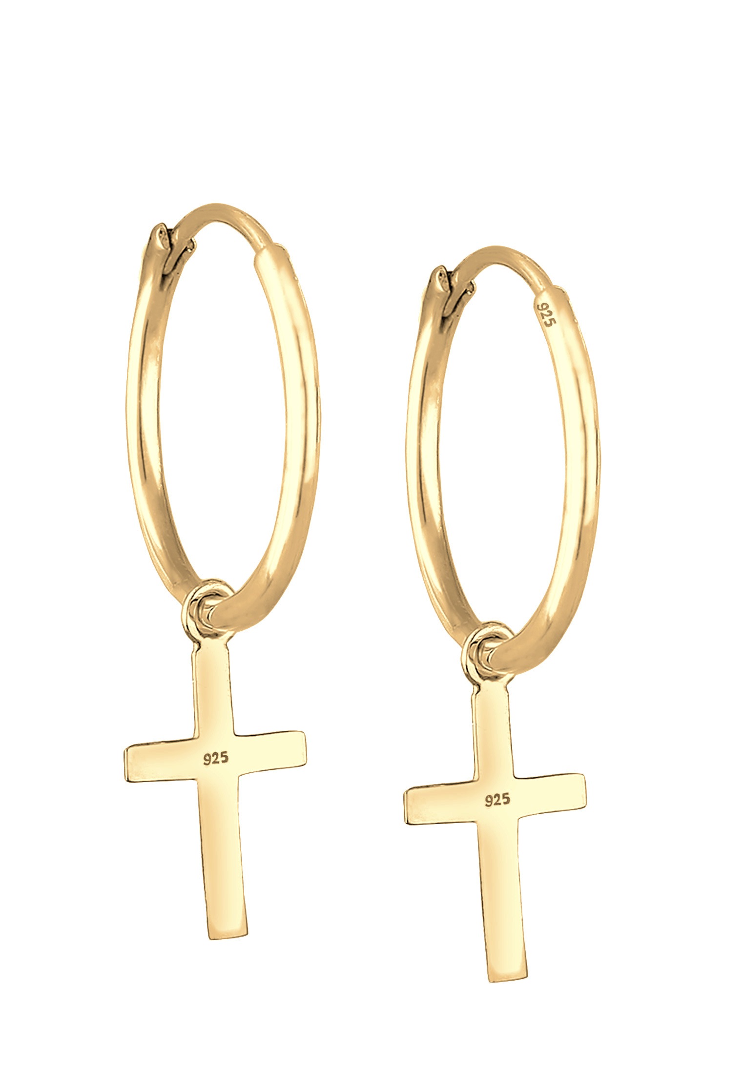 ELLI Creolen Hänger Kreuz Religion 925 Silber Gold 3