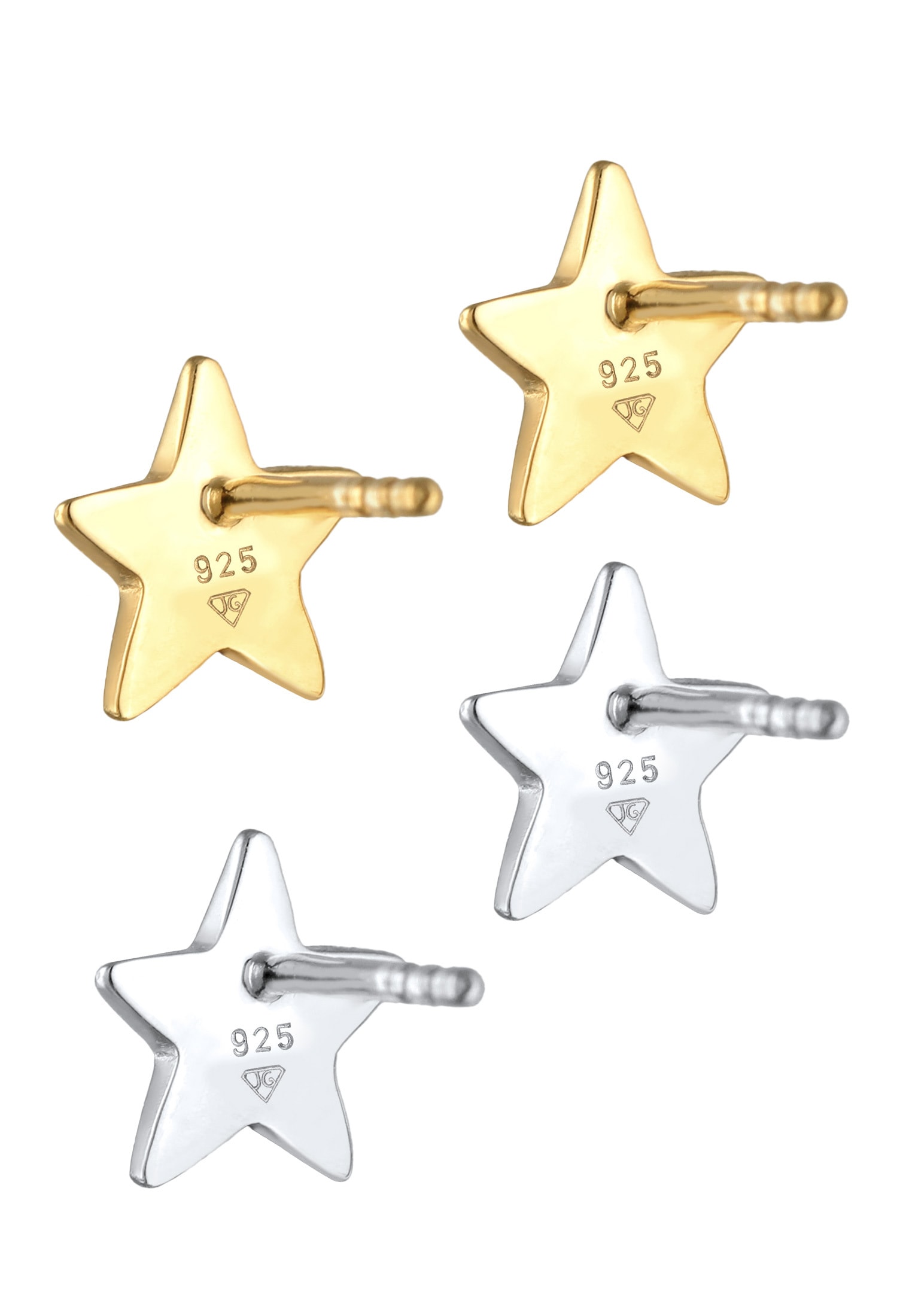 Elli Ohrring-Set »Set Sterne Star Astro Bi-Color 925 Sterling Silber«