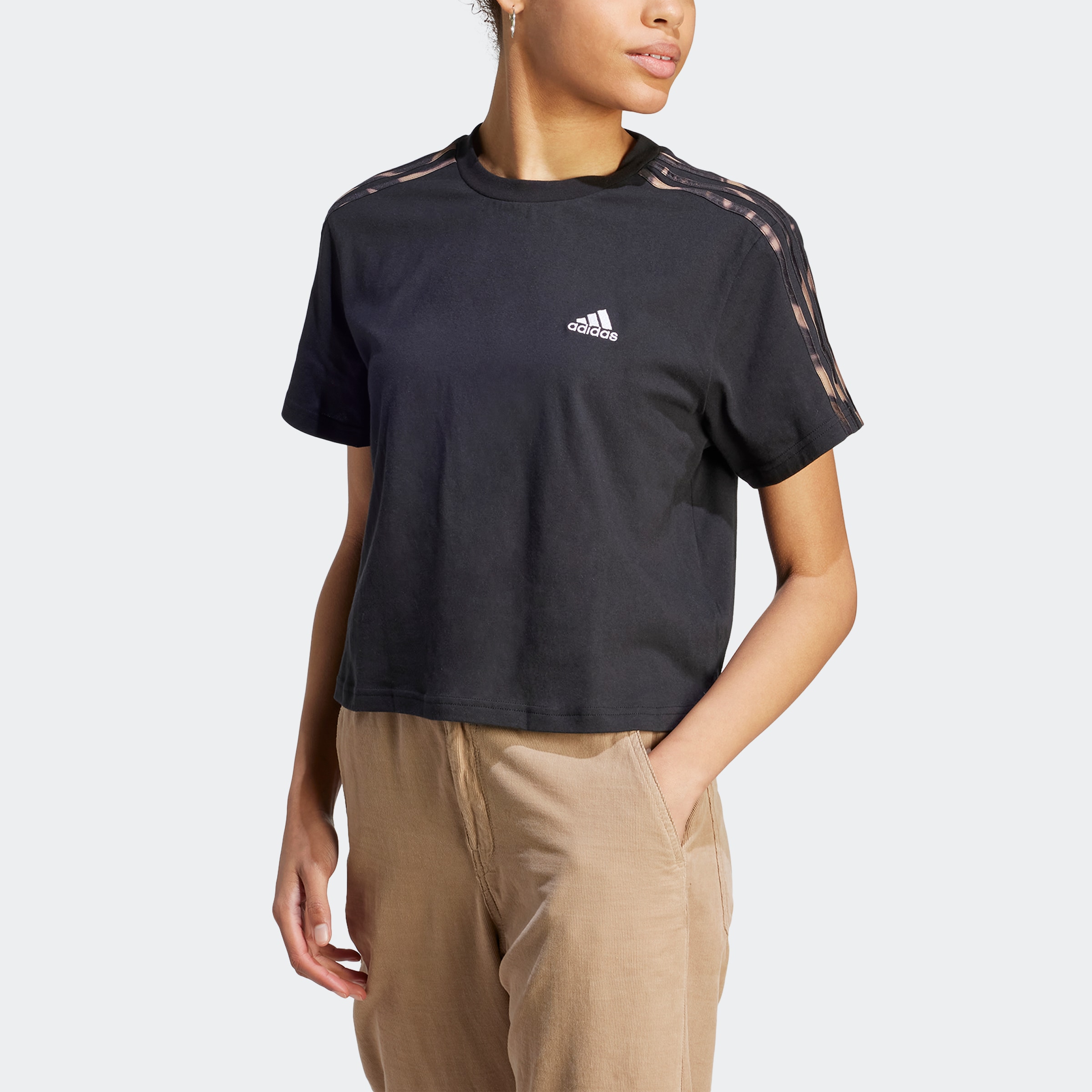 T-Shirt »VIBRANT PRINT 3STREIFEN COTTON CROPSHIRT«