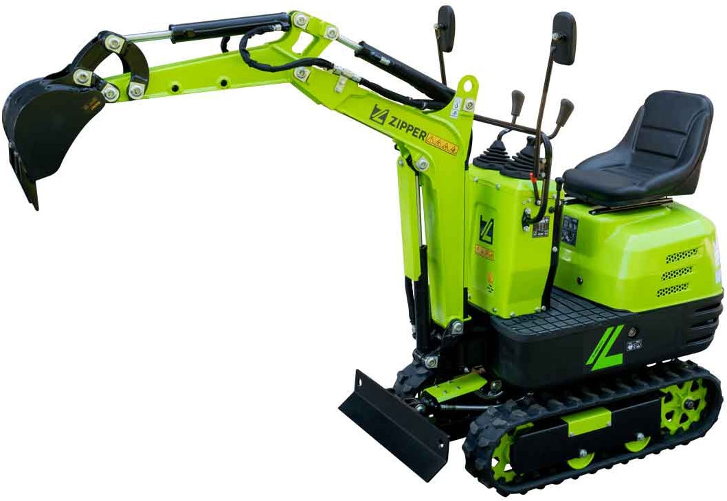 ZIPPER Minibagger Set,  6,3 kW Benzinmotor mit Elektrostarter