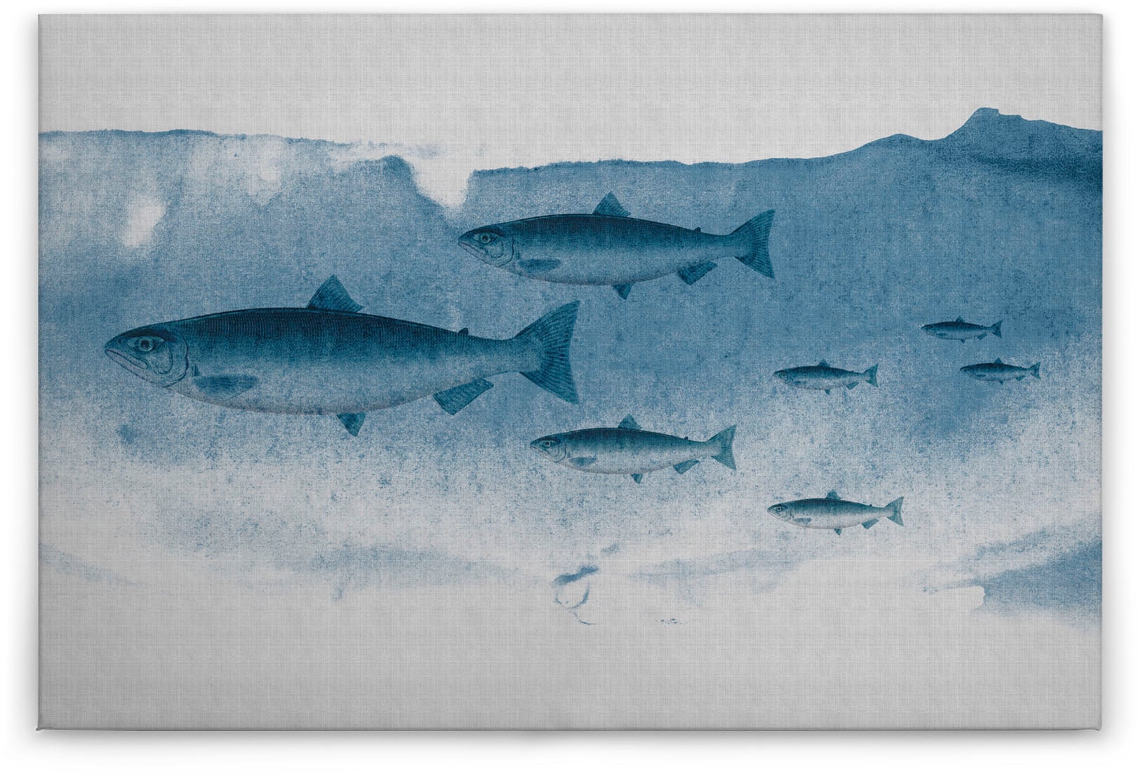 Bricoflor Leinwand Bild Mit Fischen Grün Türkis Unterwasser Bild In Aquarel günstig online kaufen