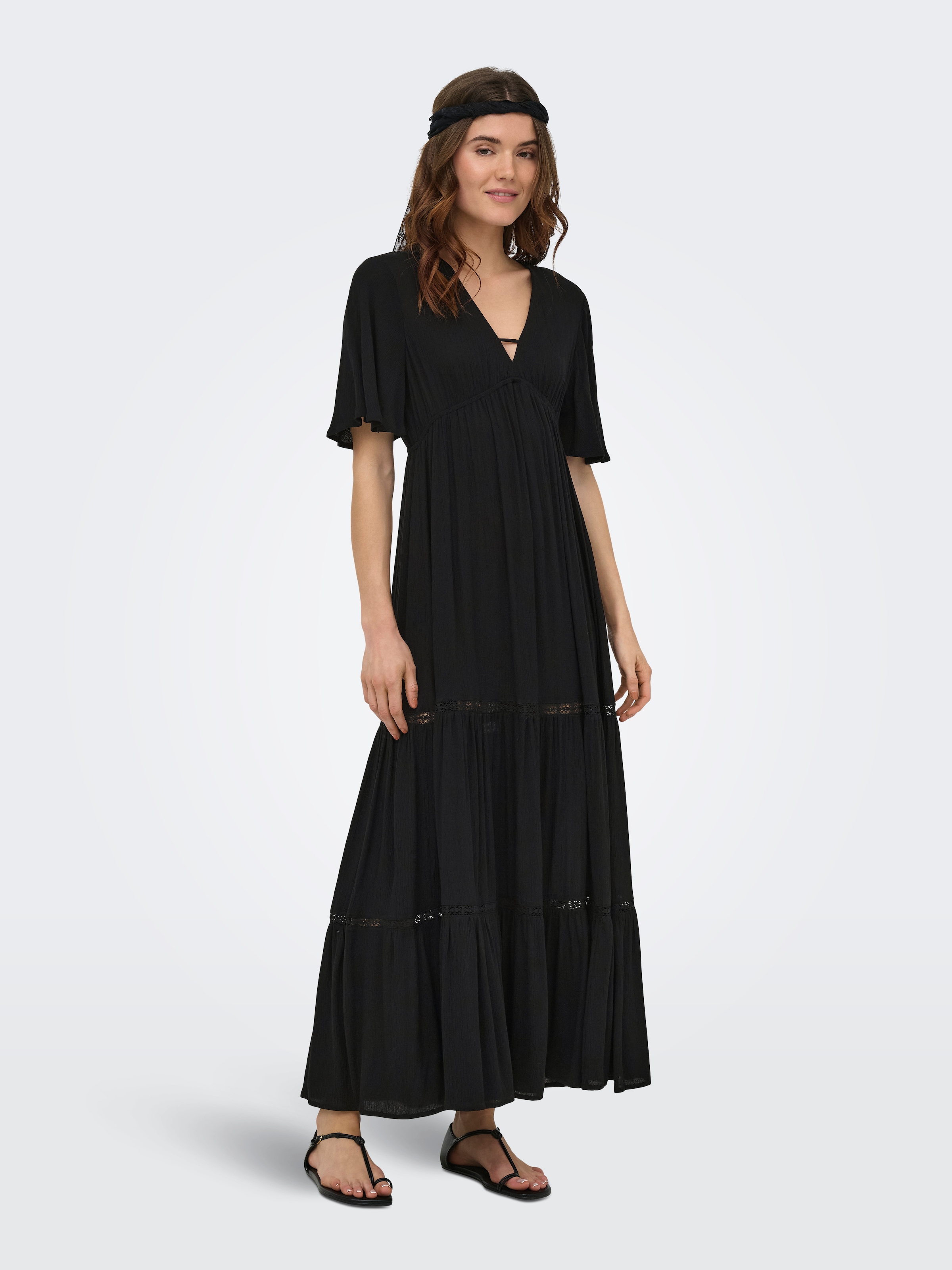 ONLY Maxikleid »ONLMYA CHIARA S/S LONG V DRESS WVN« Viskose
