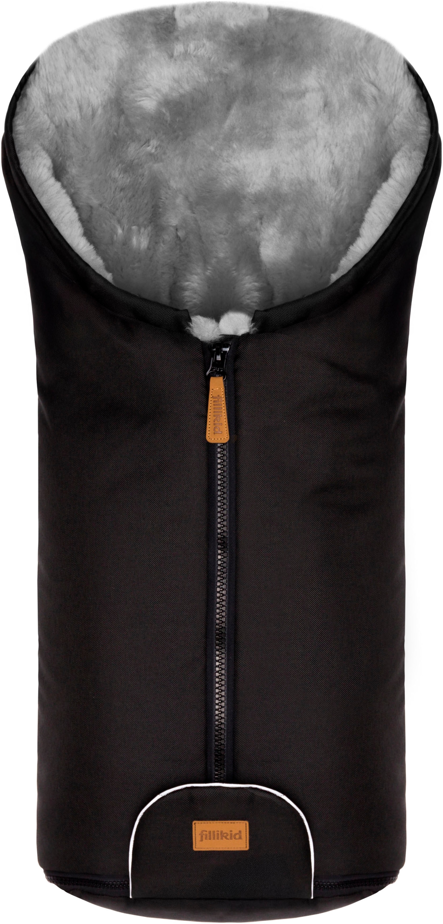 FILLIKID Kinder Fußsack "Pamir Alpina, schwarz, Lammfell grau, Winterfußsack", schwarz, Lammfell, Polyester, Fußsäcke, für Autositze Gr. 0 und