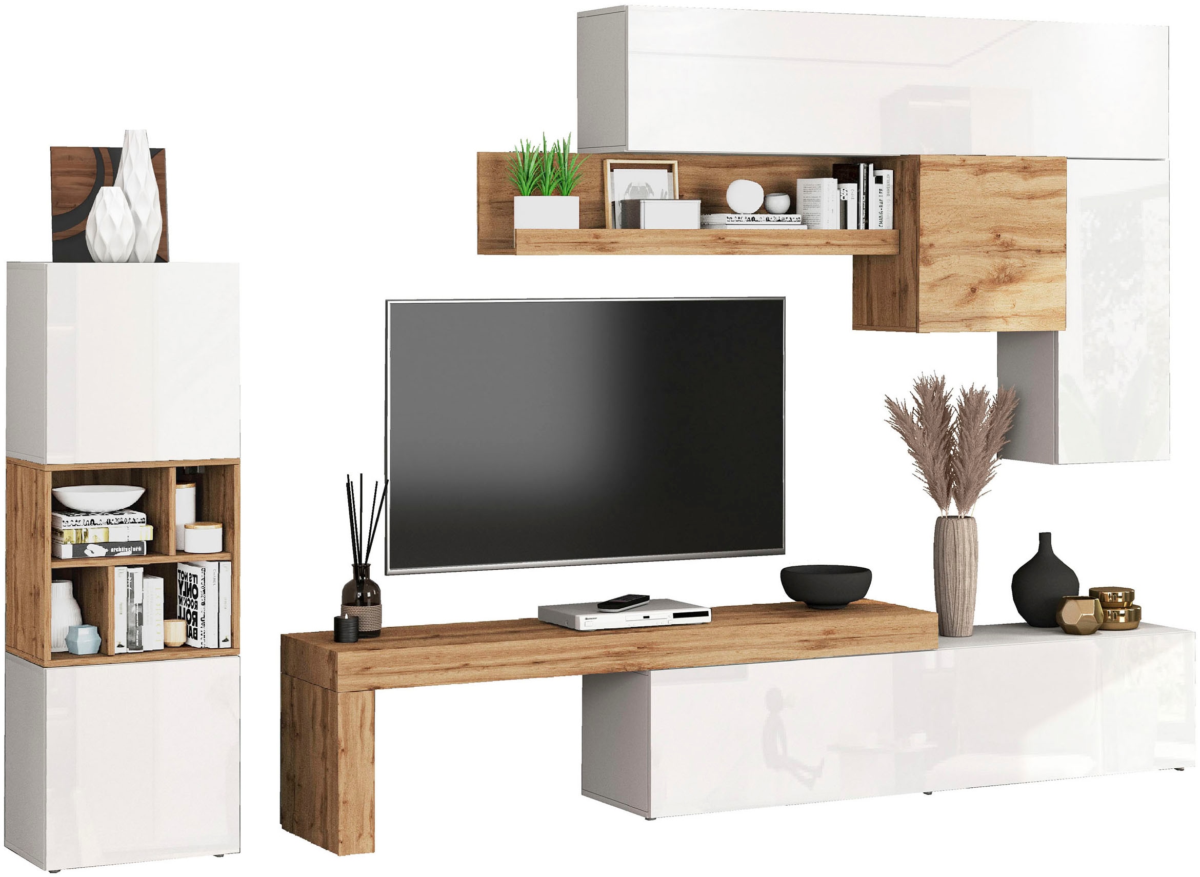 INOSIGN Wohnwand "Chronos Wohnwand, Medienwand, 8-er set" Set, 8 Stk. tlg. günstig online kaufen