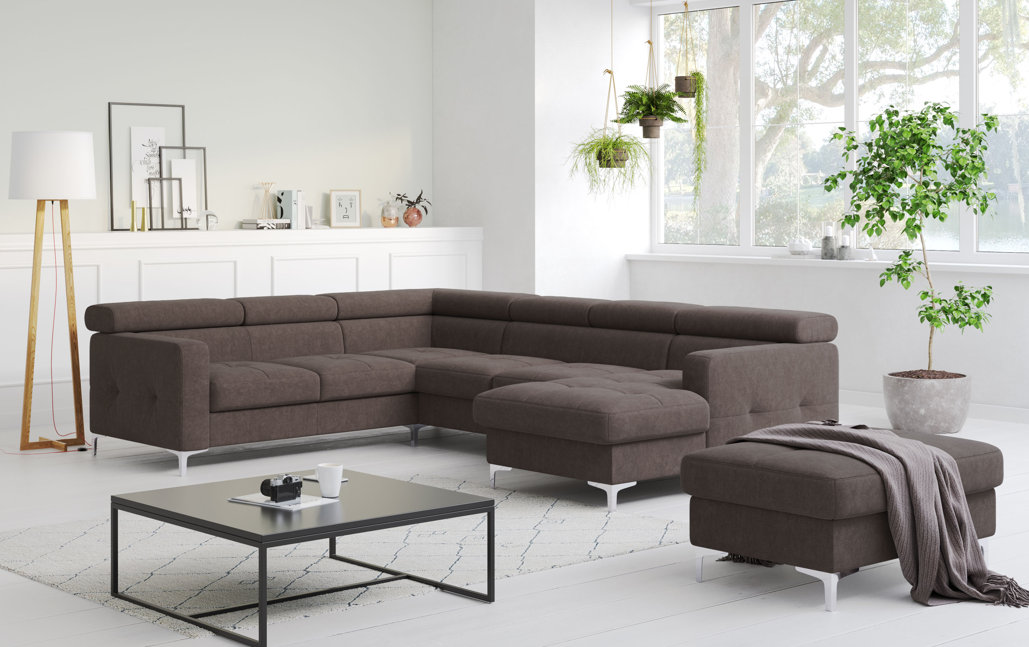 COTTA Wohnlandschaft "Sammy U-Form, B: 304 cm" Kopfteilverstellung, optional Schlaffunktion & Bettkasten