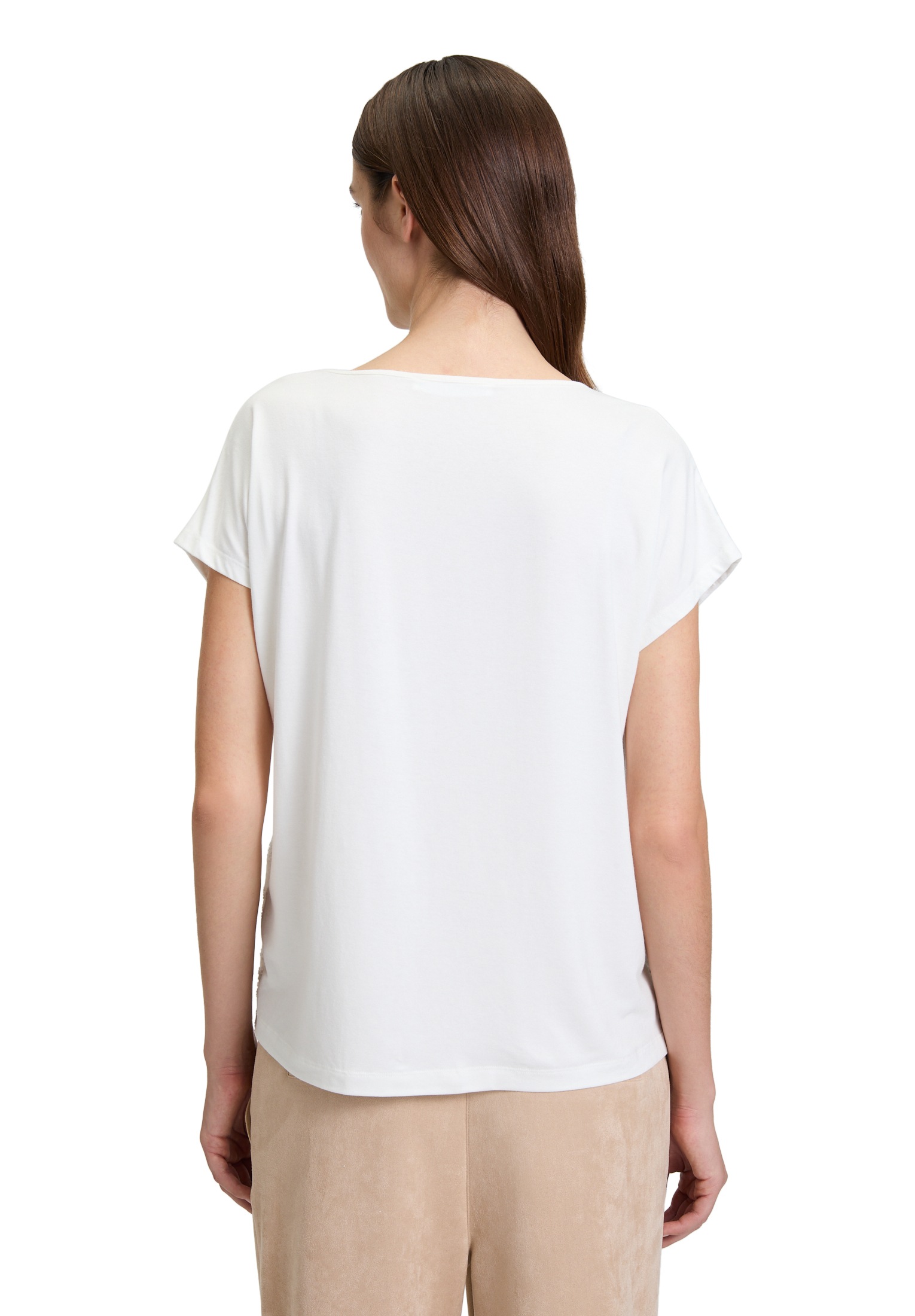 Betty&Co Kurzarmshirt »Betty & Co Damen Casual-Shirt mit V-Ausschnitt«, (1 tlg.), Materialmix