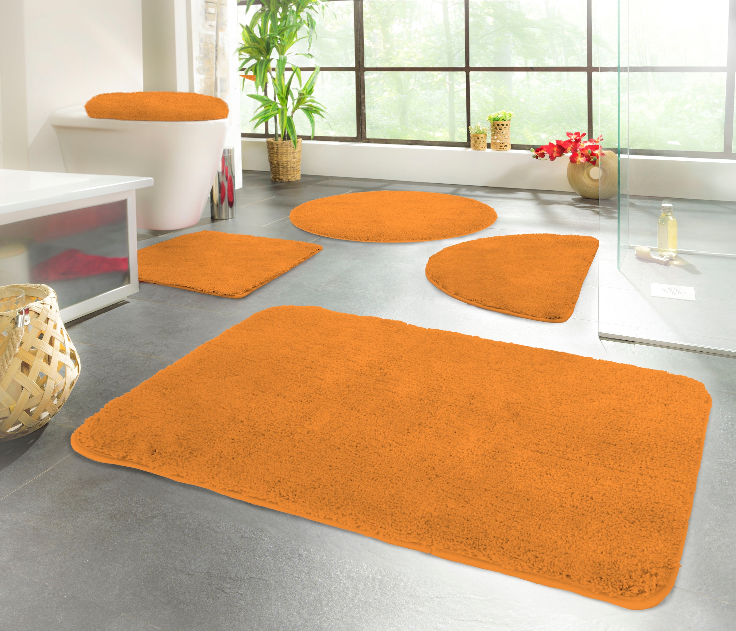 KiNZLER Badematte "Chaozhou, Badvorleger, Badezimmer Teppich" Höhe 20 mm rutschhemmend beschichtet fußbodenheizungsgeeignet Badteppich, Uni Farben, weich, als rechteckig, rund & Set erhältlich