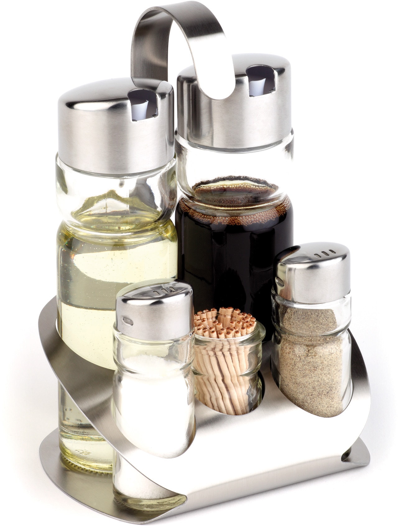 APS Menage-Set 5-in-1, Edelstahl/Glas