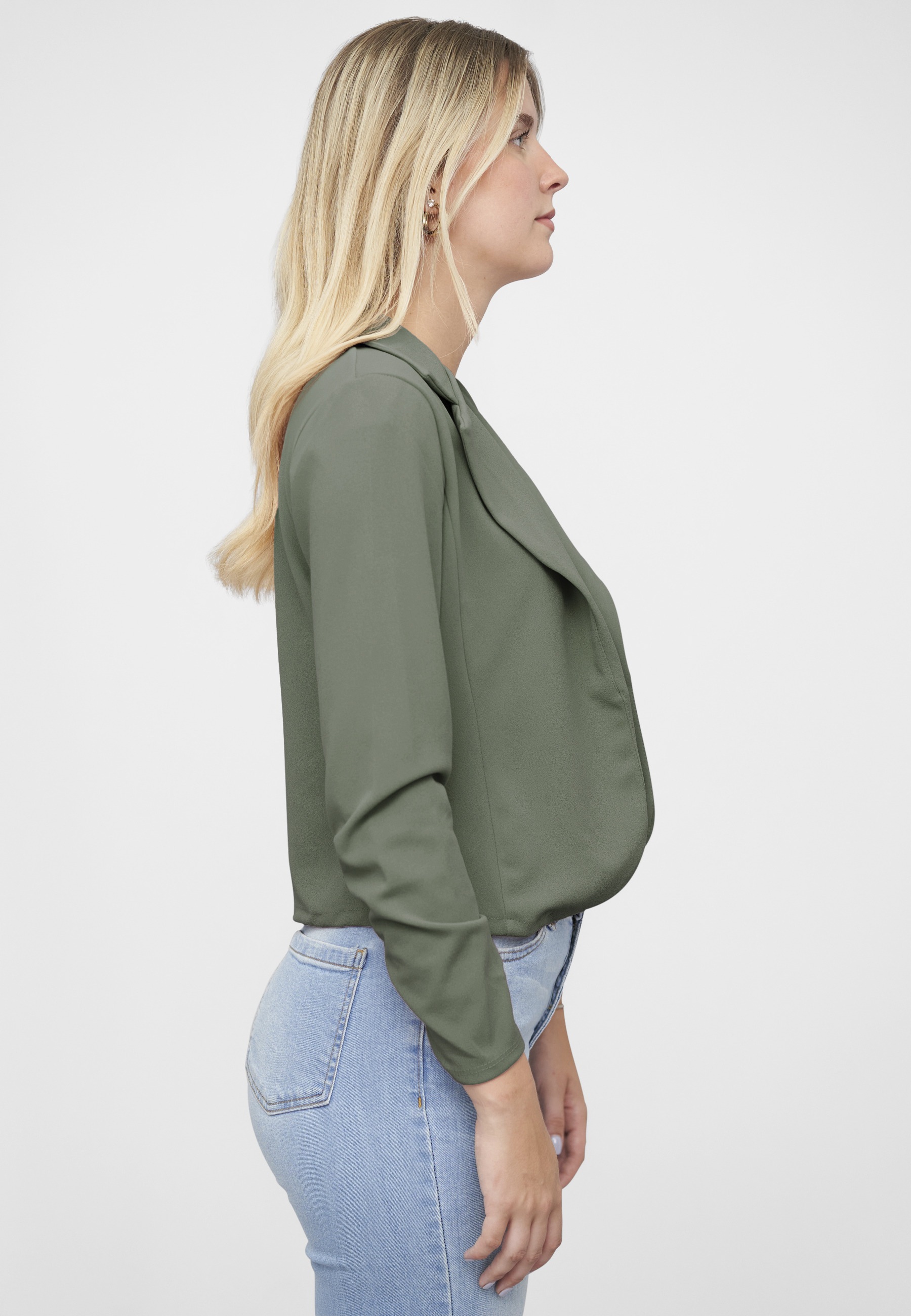 CLOUD 5IVE Strickjacke »CLOUD 5IVE Short Blazer with ruched sleeves« 1