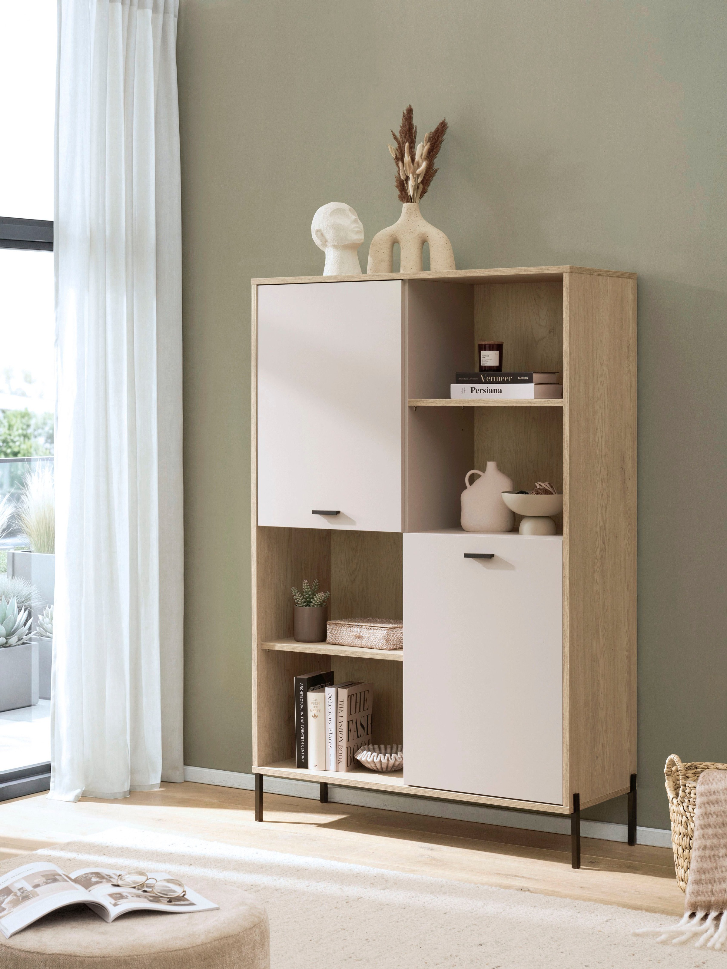Home affaire Regalelement »Fredericia, modernes Regal, Kommode in Kaschmir, Highboard, Standregal« ausreichend Stauraum, offene & geschlossene Fächer, 105 cm breit