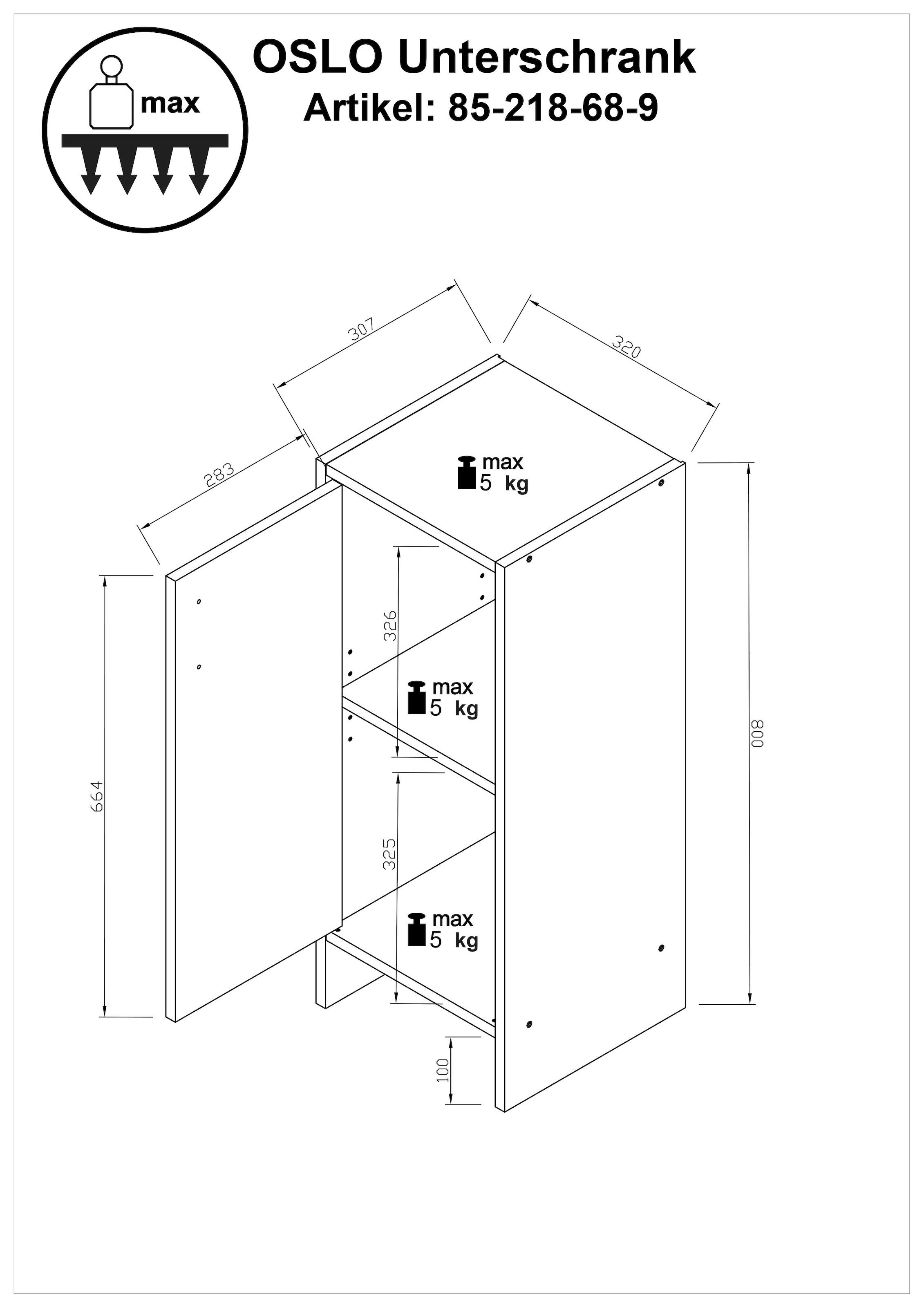 BASIC by Balculina Badmöbel-Set »Oslo Badezimmerset Schrankset Badset 5tlg.«, (Komplett-Set, 5 St.), Spiegel, Hängeschrank, Unterschrank, Hochschrank, Waschbeckenschrank