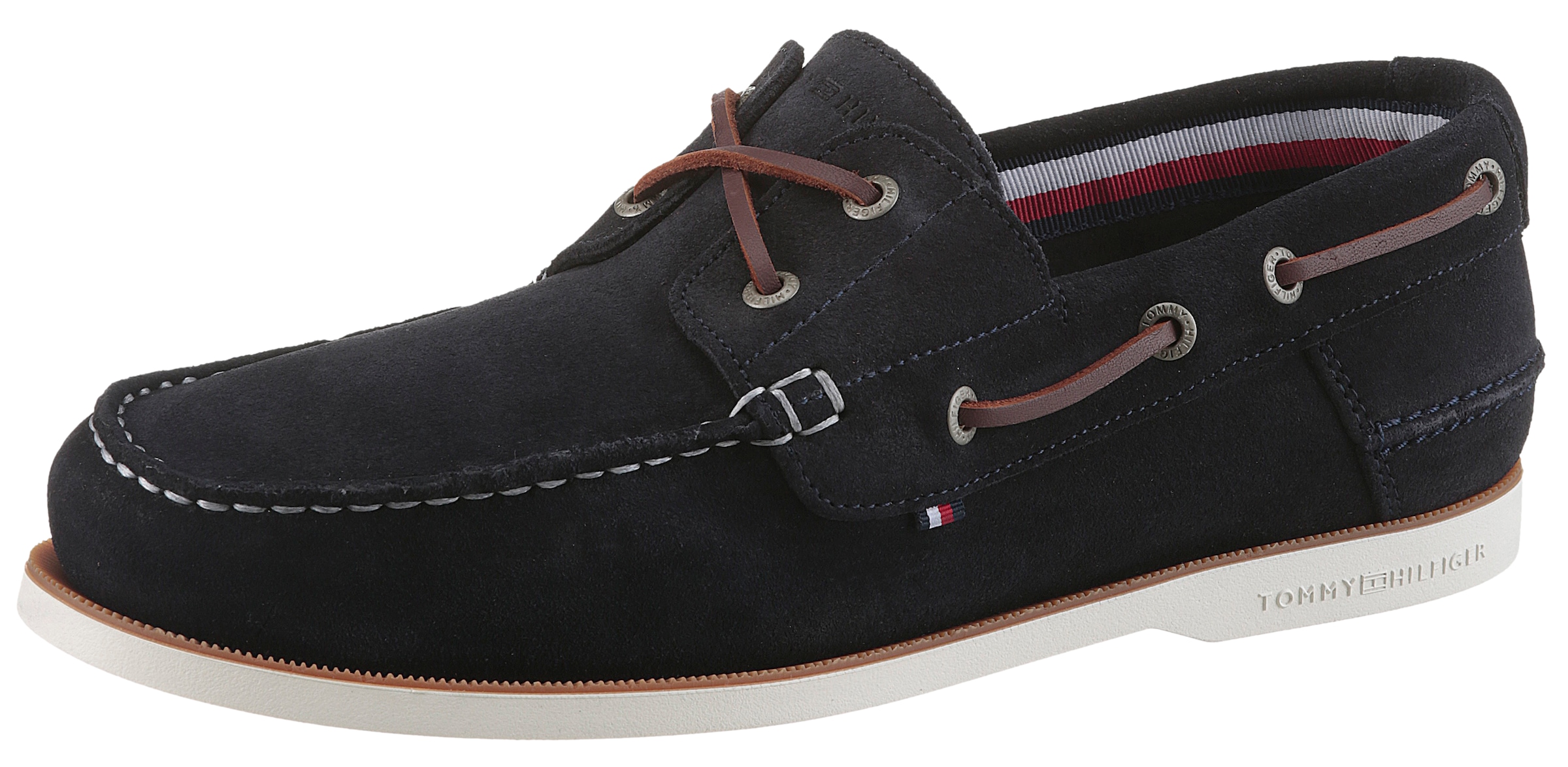 TOMMY HILFIGER Bootsschuh »TH BOAT SHOE CORE SUEDE«, Casualschuh, Freizeitschuh, Schnürer mit...