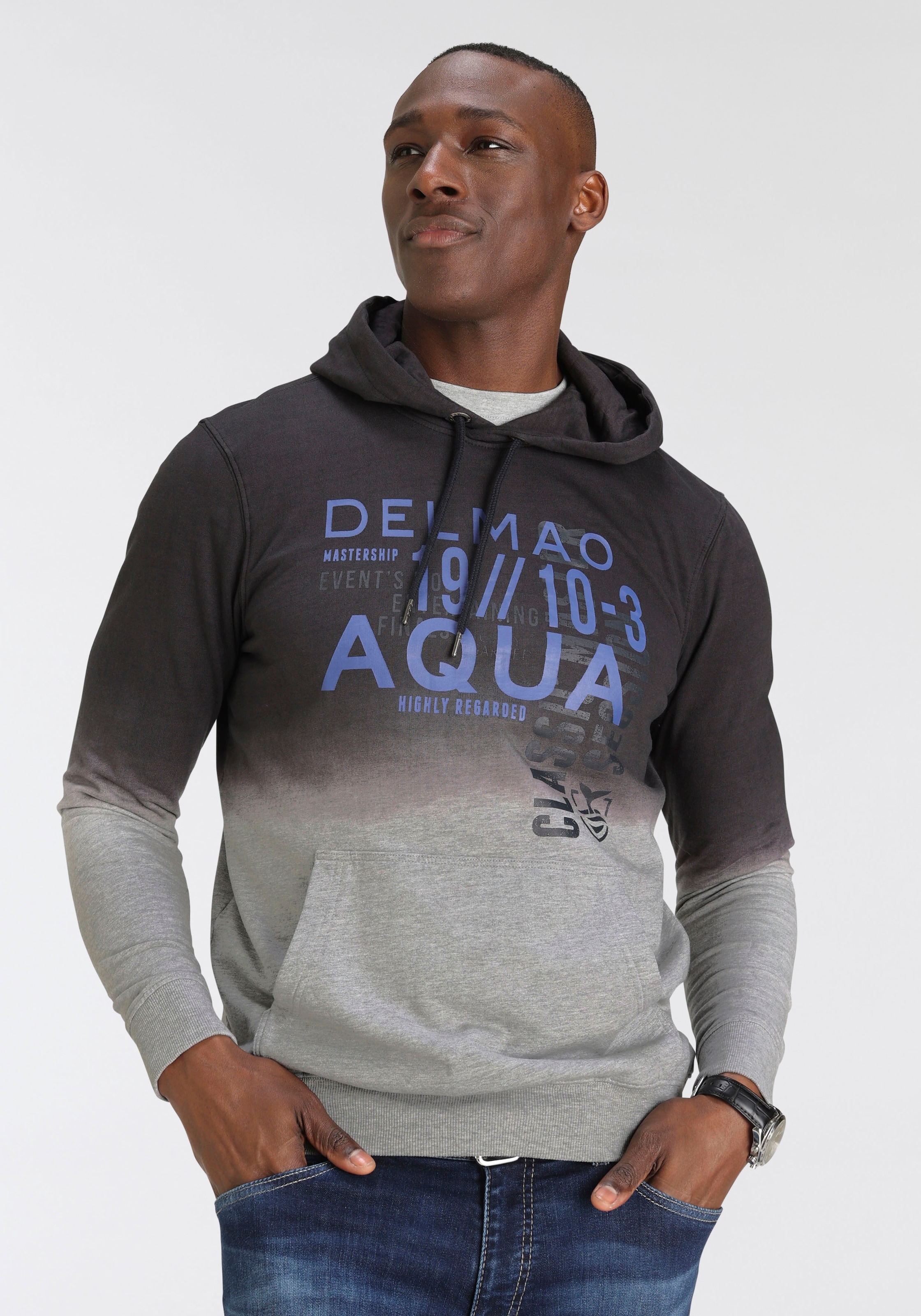DELMAO Kapuzensweatshirt, mit Farbverlauf und Print-NEUE BAUR | für MARKE! ▷