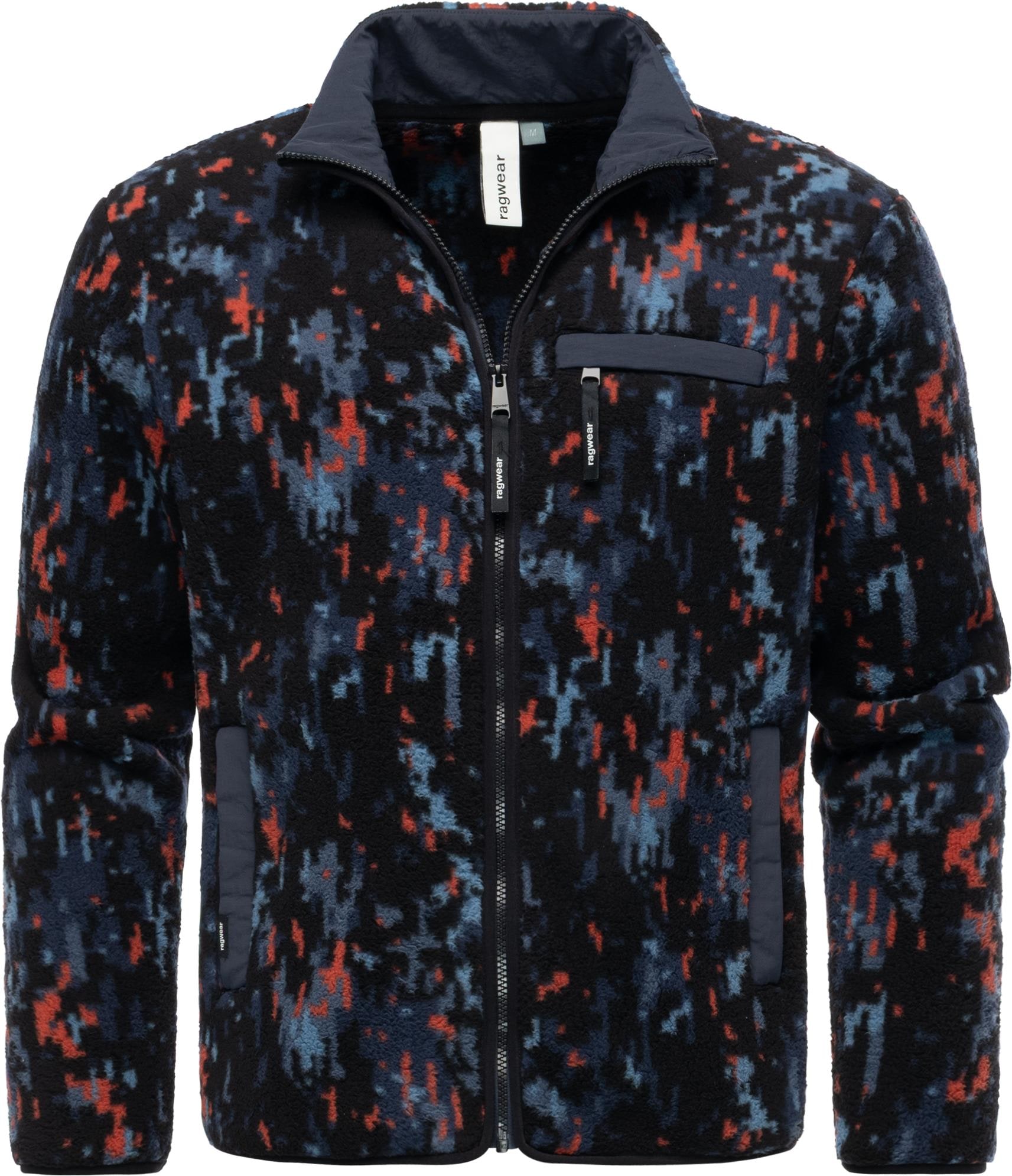 Ragwear Fleecejacke »Tawon Print« ohne Kapuze kuschelg warme Herren Plüschjacke