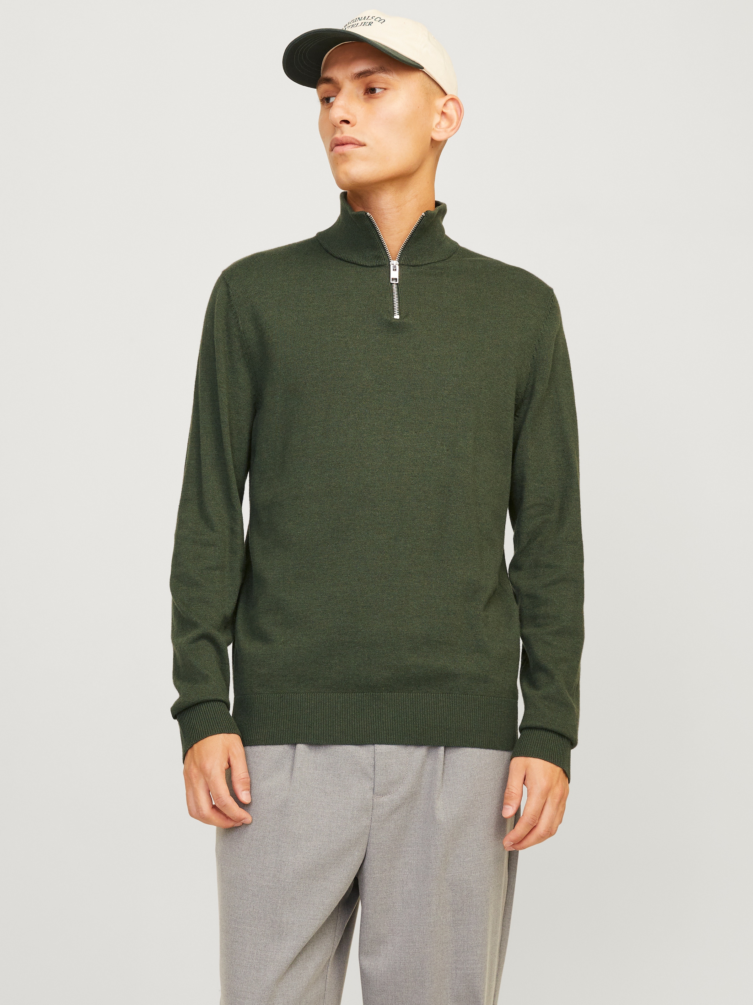 Jack & Jones Troyer »JJEEMIL KNIT HALF ZIP NOOS«, mit Rippbündchen