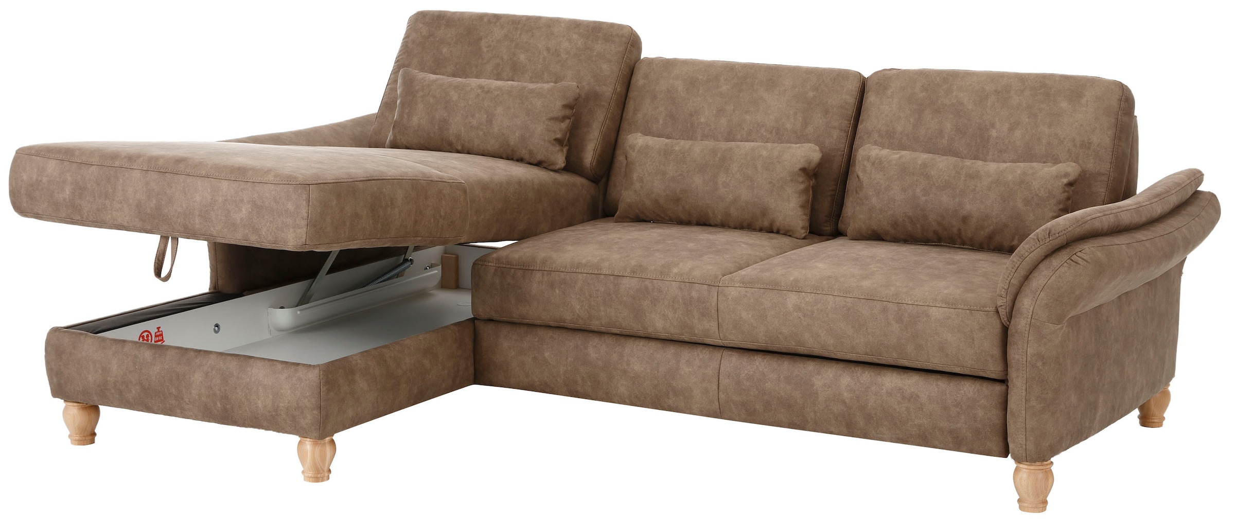 Home affaire Ecksofa »Palace L-Form«, incl. Sitztiefenverstellung, wahlweise mit Bettfunktion und Stauraum
