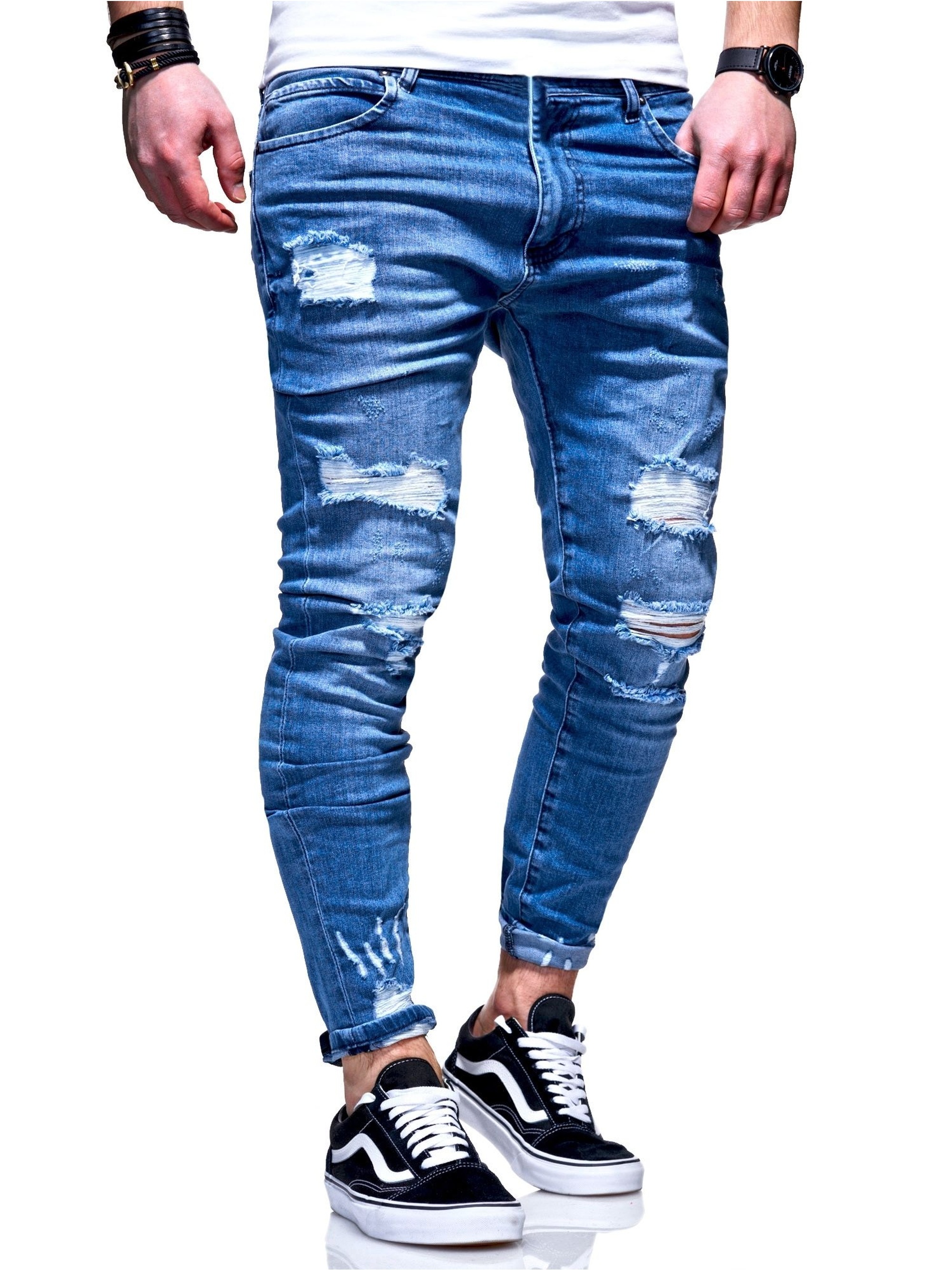 behype Slim-fit-Jeans »Dino«, mit tollen Used-Elementen