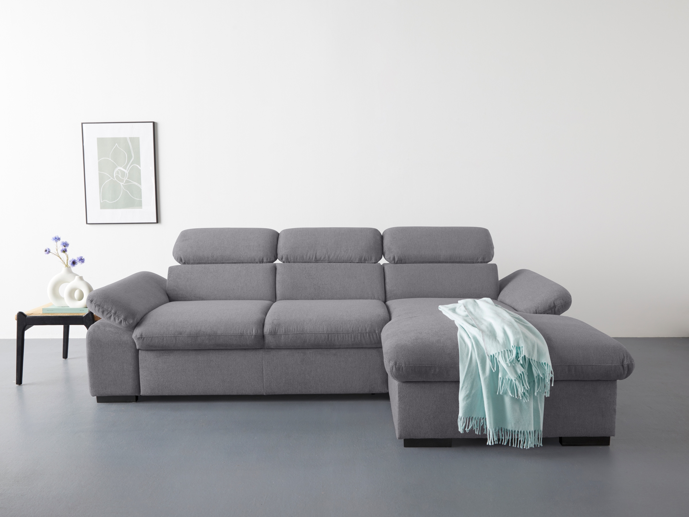 COTTA Ecksofa "Lola L-Form mit Kopfteilfunktion & Hocker" wahlweise mit Bet günstig online kaufen