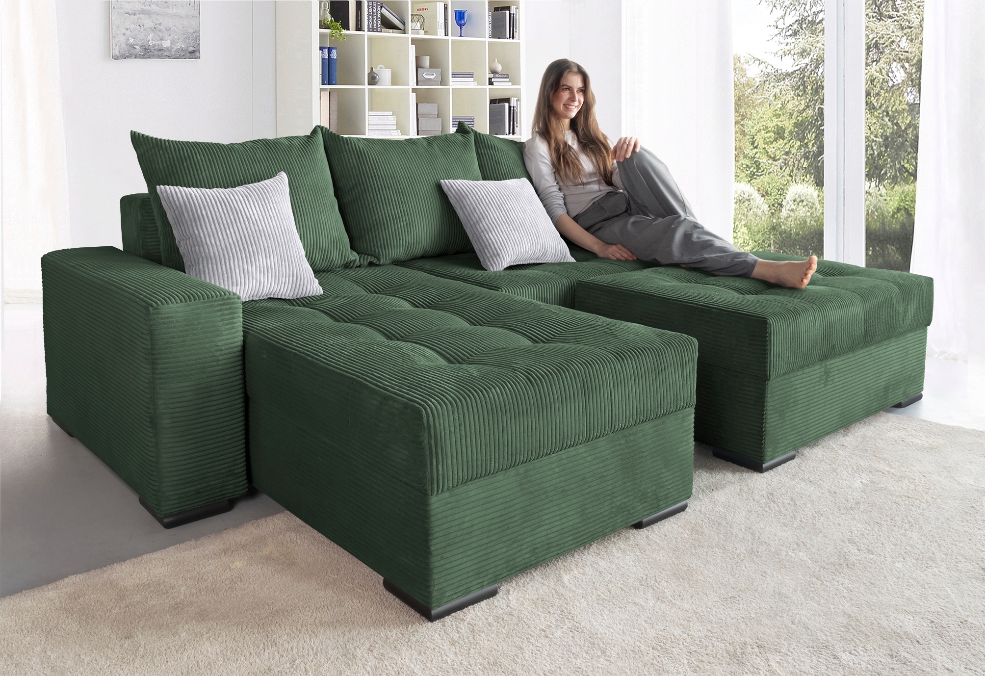 COLLECTION AB Ecksofa "Josy L-Form, B: 214 cm in Cord, Cord-Mix" mit Bettfu günstig online kaufen