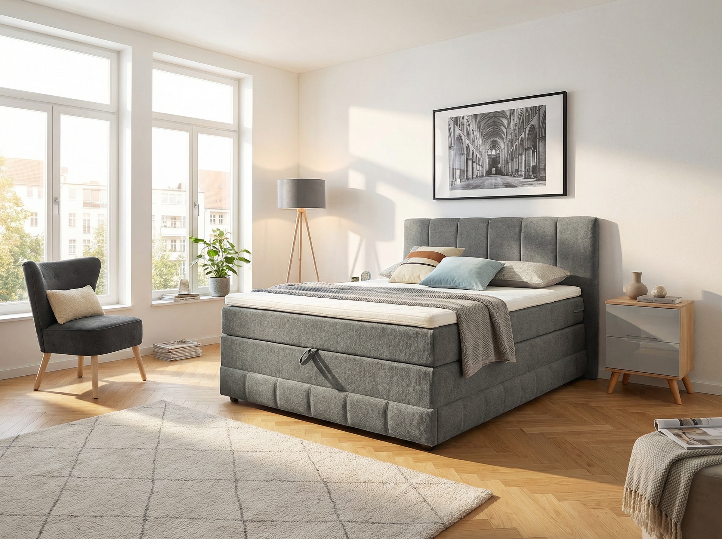 OTTO home Boxbett »Likely inkl. Bettkasten, in 140er & 180er Breite, in Boxspring-Optik« inkl. Topper & Aufbauvideo, erhältlich in verschiedenen Farben
