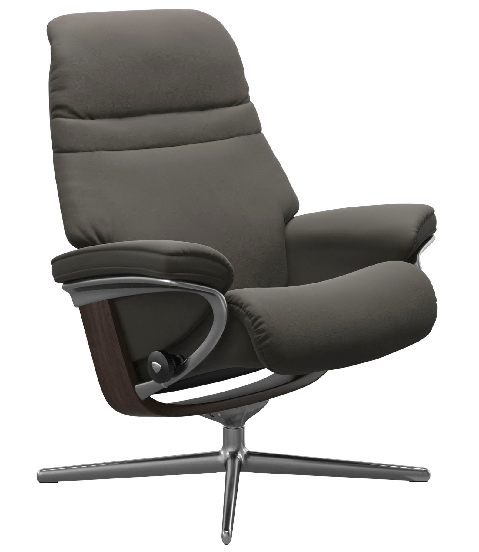 Relaxsessel STRESSLESS "Sunrise", grau (metal grau paloma), B:79cm H:103cm T:73cm, Leder PALOMA: PALOMA ist ein durchgefärbtes Semianilin-Möbelleder mit natürlicher Narbung., Sessel, Relaxsessel, mit Cross Base, Größe S, M & L, Holzakzent Wenge 2