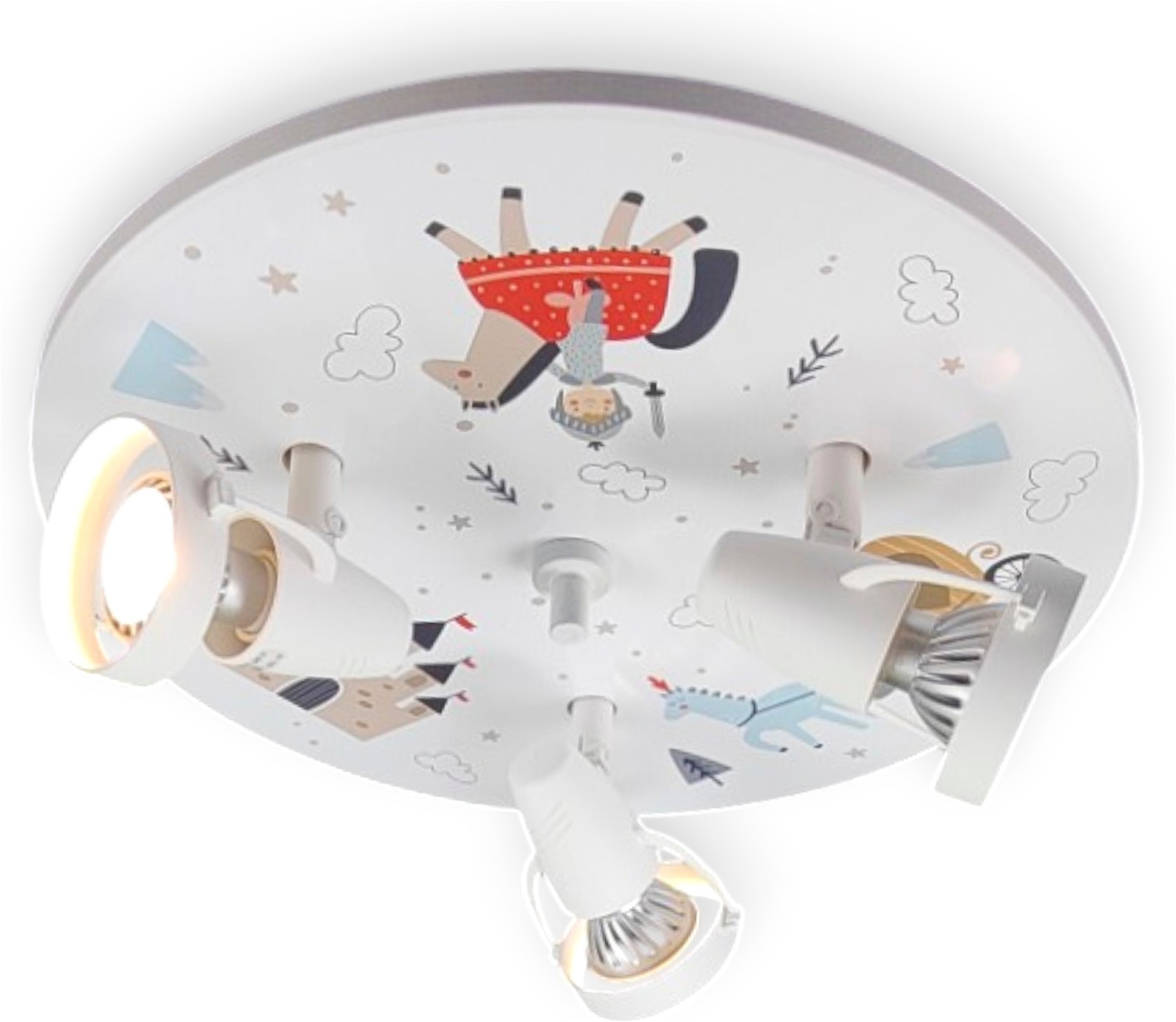 niermann Deckenleuchte »Kinderlampe mit Motiv "Ritter Theo", Strahler für Kinderzimmer« GU10 1 Stk. 3 schwenk- und drehbare Strahler, Made in Germany