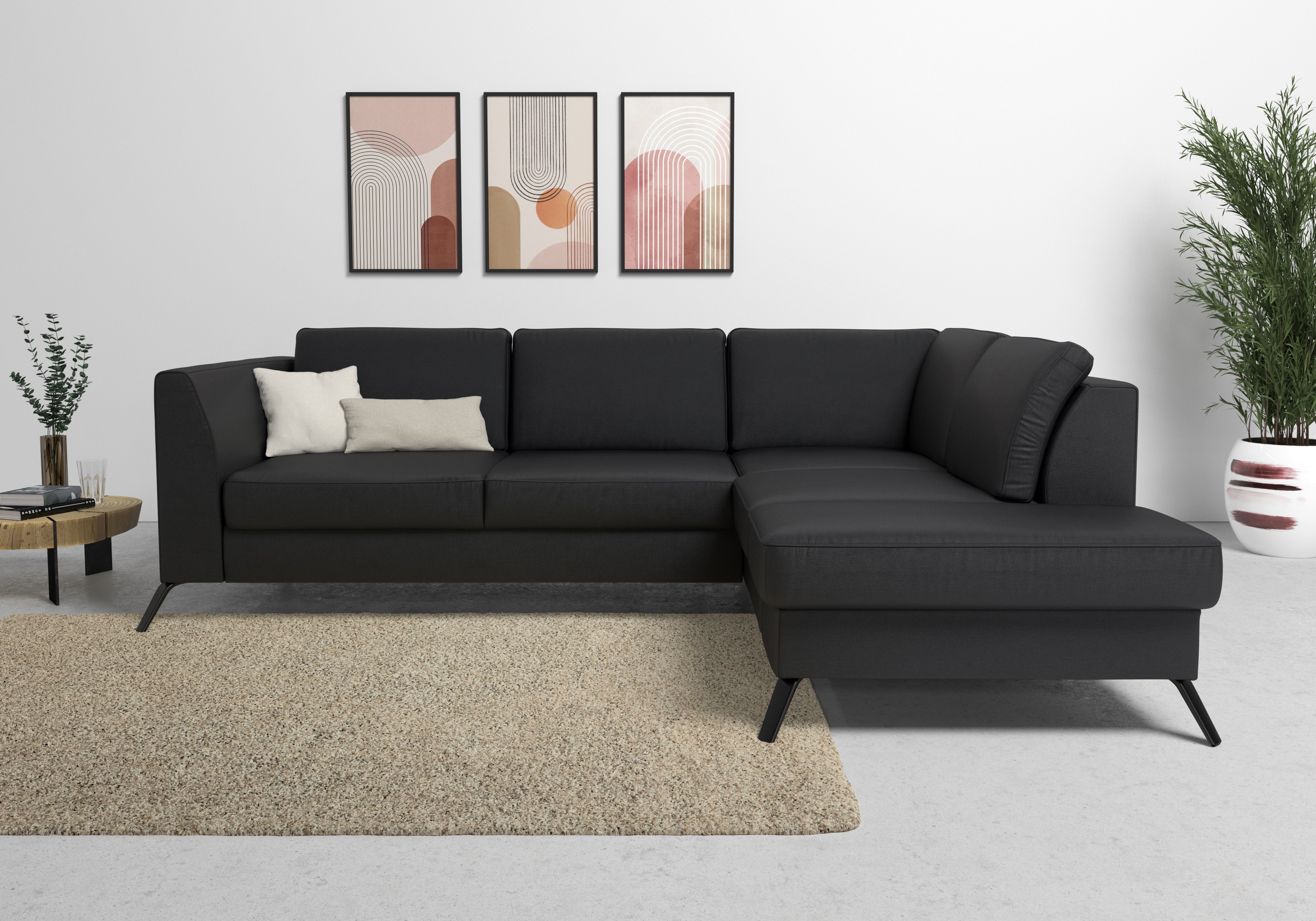 sit&more Ecksofa "Olsen L-Form" inklusive Sitztiefenverstellung, optional Schlaffunktion, 15cm hoch