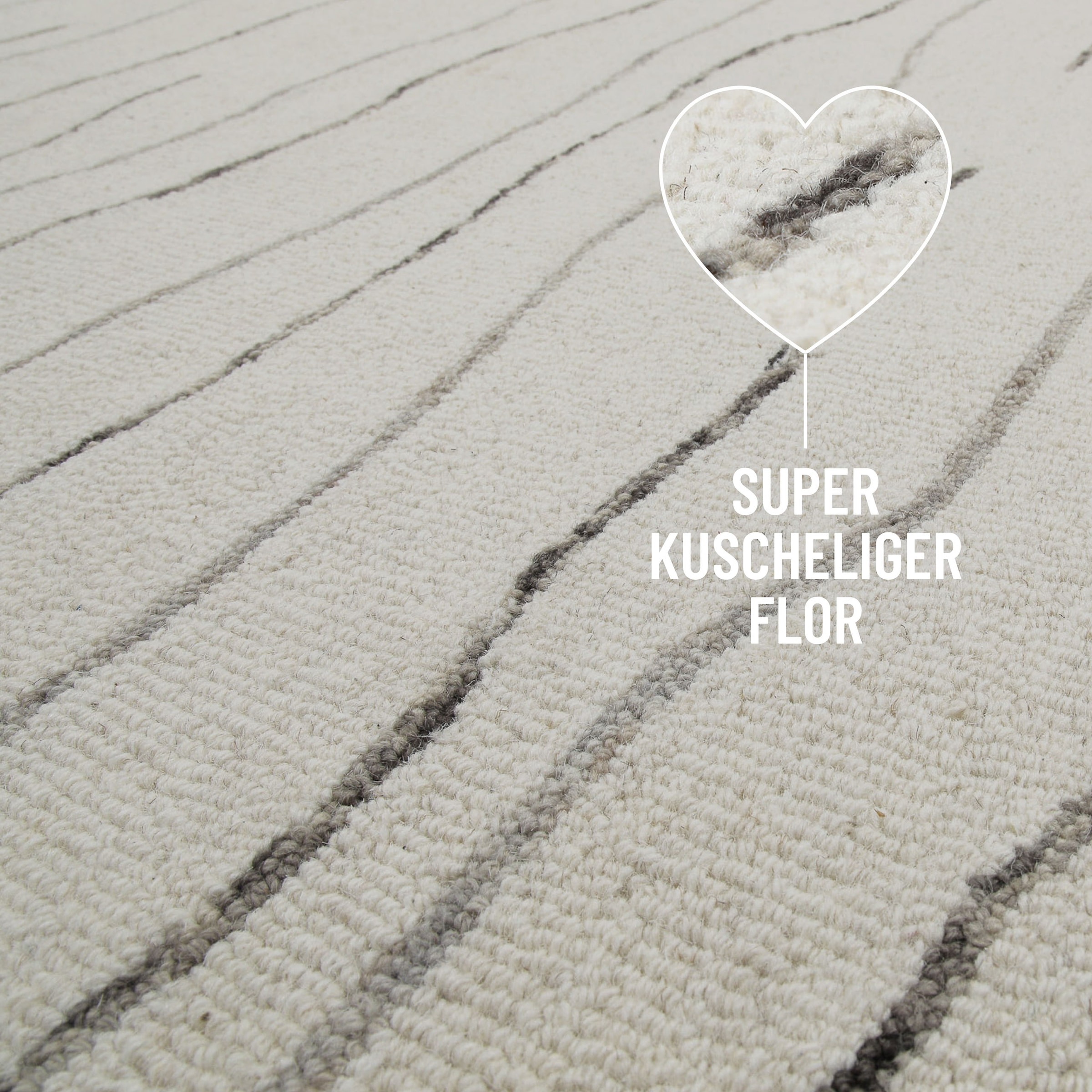 Wecon home Wollteppich »Hamptons ELEVEN«, rund, 10 mm Höhe, Schurwolle, Kurzflor, Wohnzimmer, Schlafzimmer, elegant, Wellen-Muster