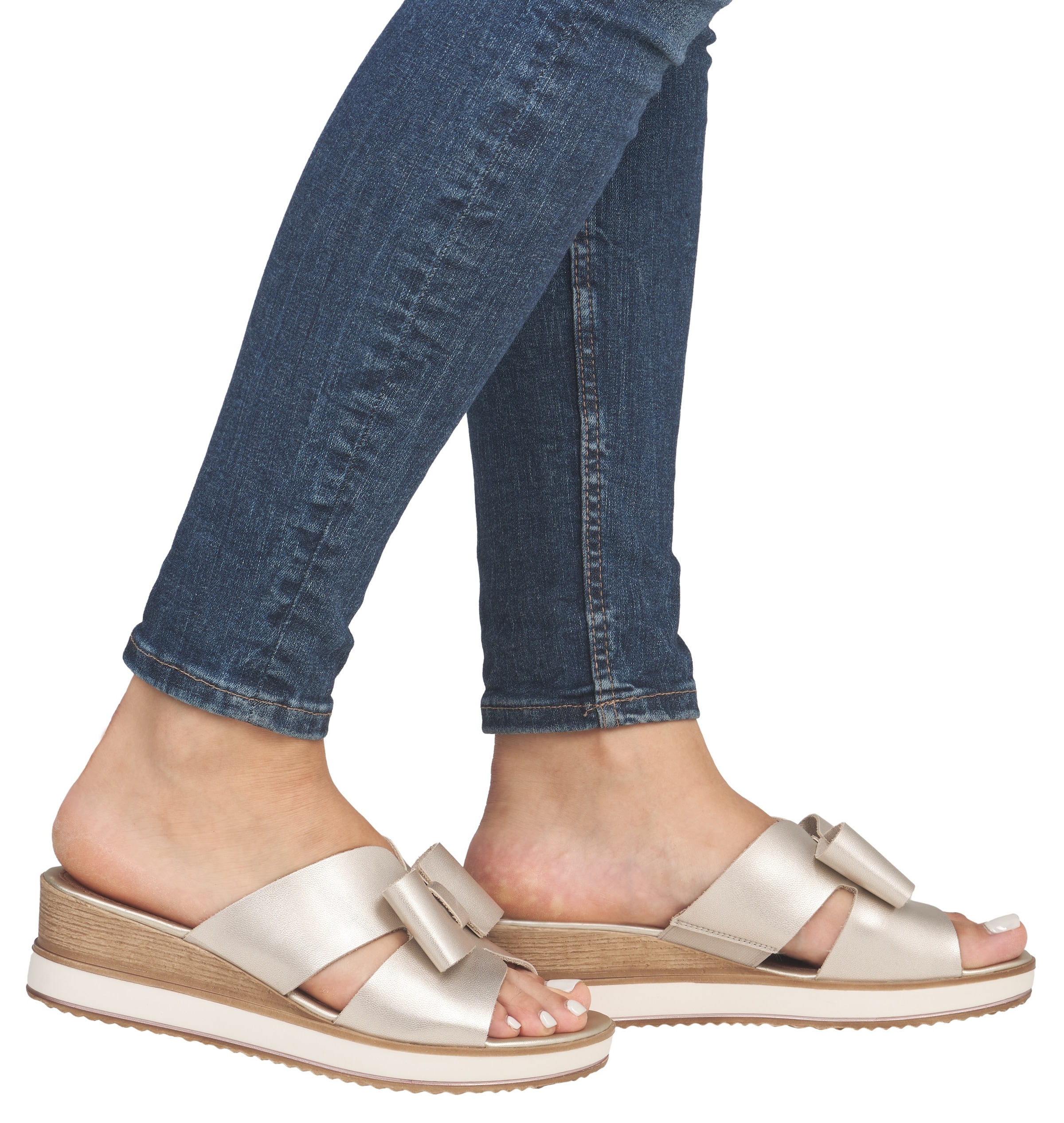 Remonte Pantolette, Keilabsatz, Sommerschuh mit schöner Zierschleife