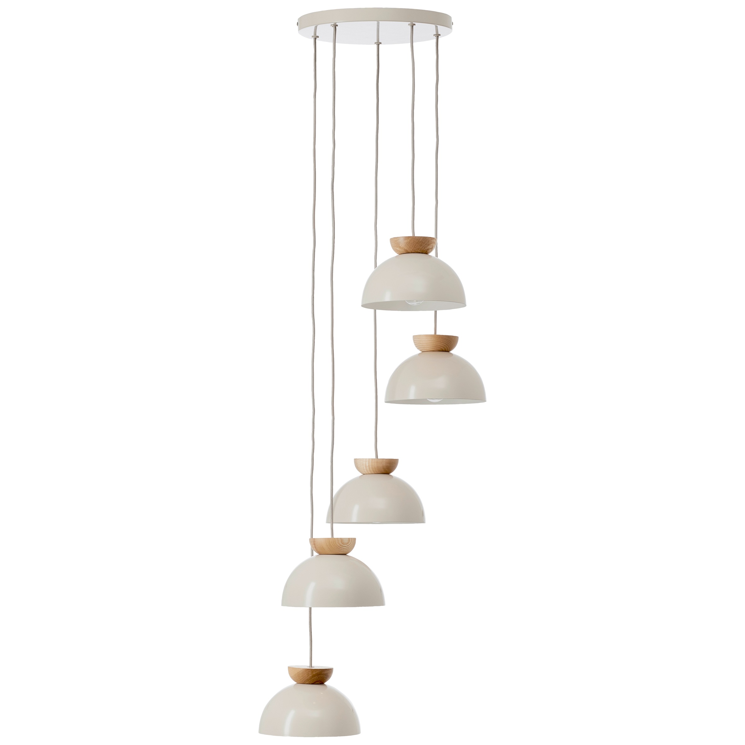 Brilliant Pendelleuchte »Nalam«, 5 flammig, Leuchtmittel E14 | ohne Leuchtmittel, 166 x 45 cm, E14, kürzbar, Metall/Holz, natur/beige