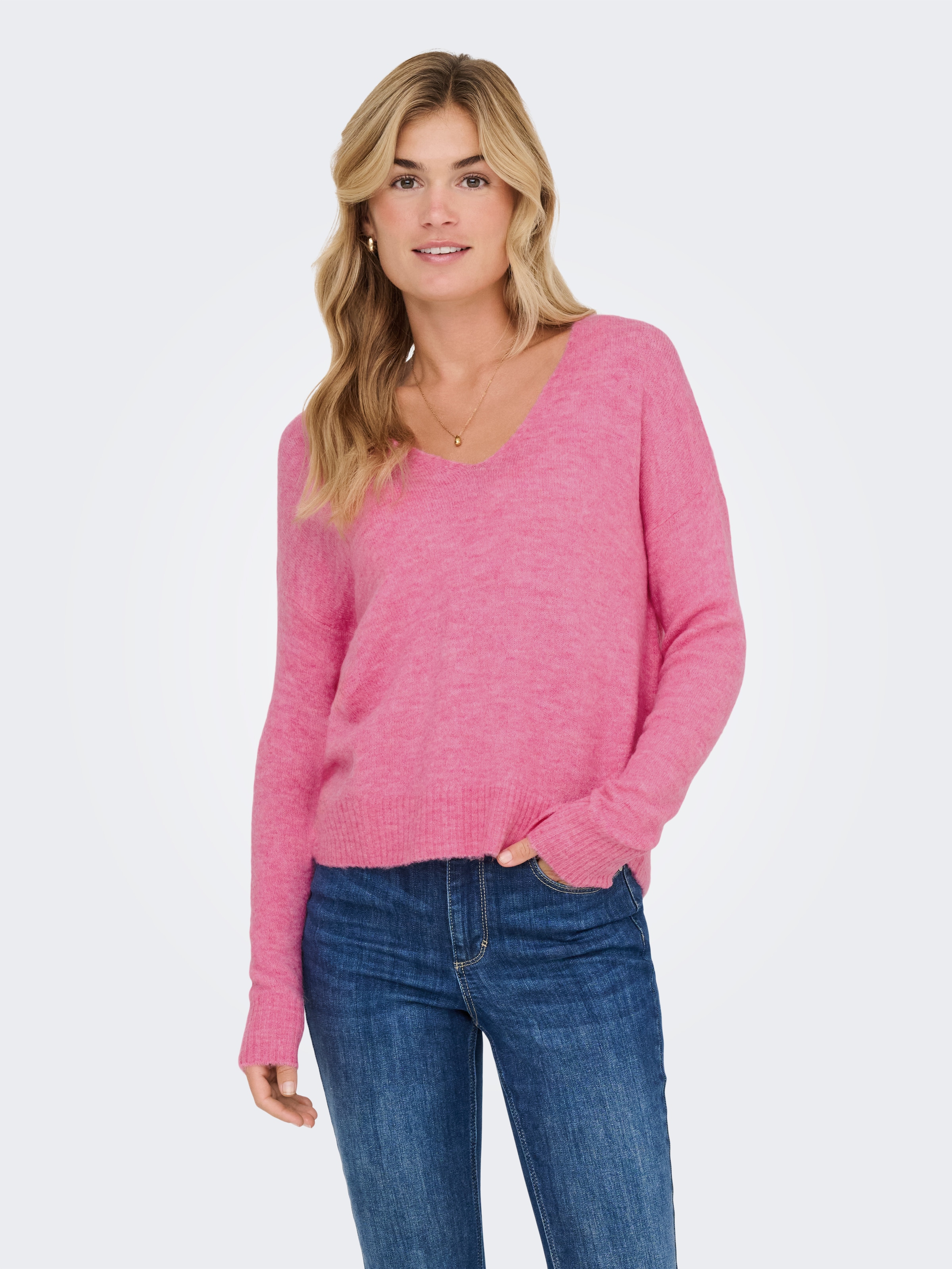 JDY V-Ausschnitt-Pullover »JDYELANORA L/S V-NECK PULLO. KNT NOOS«, mit leicht überschnittenen Schultern