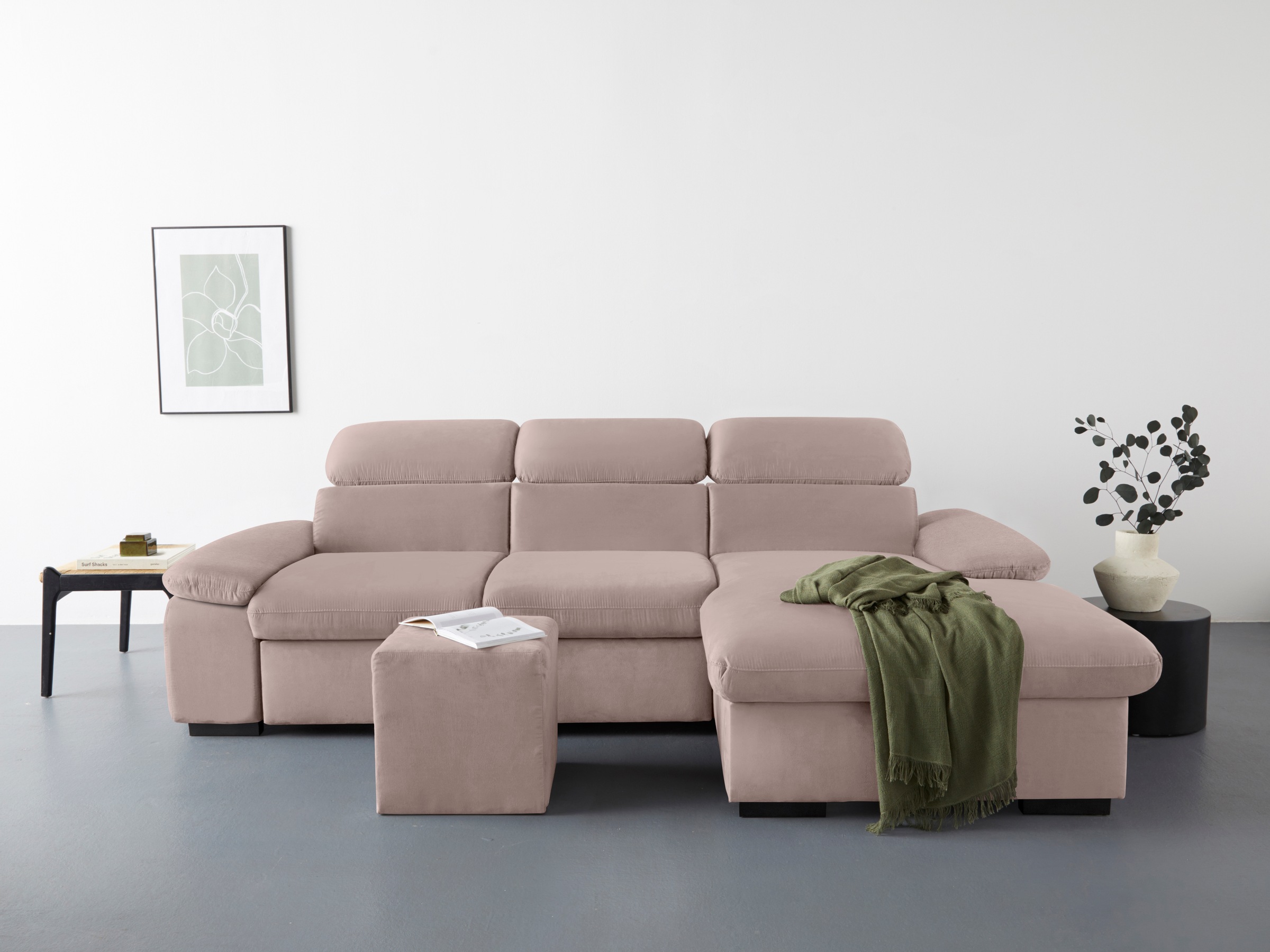 COTTA Ecksofa "Lola L-Form", (Set, mit Hocker), mit Hocker & Kopfteilfunkti günstig online kaufen