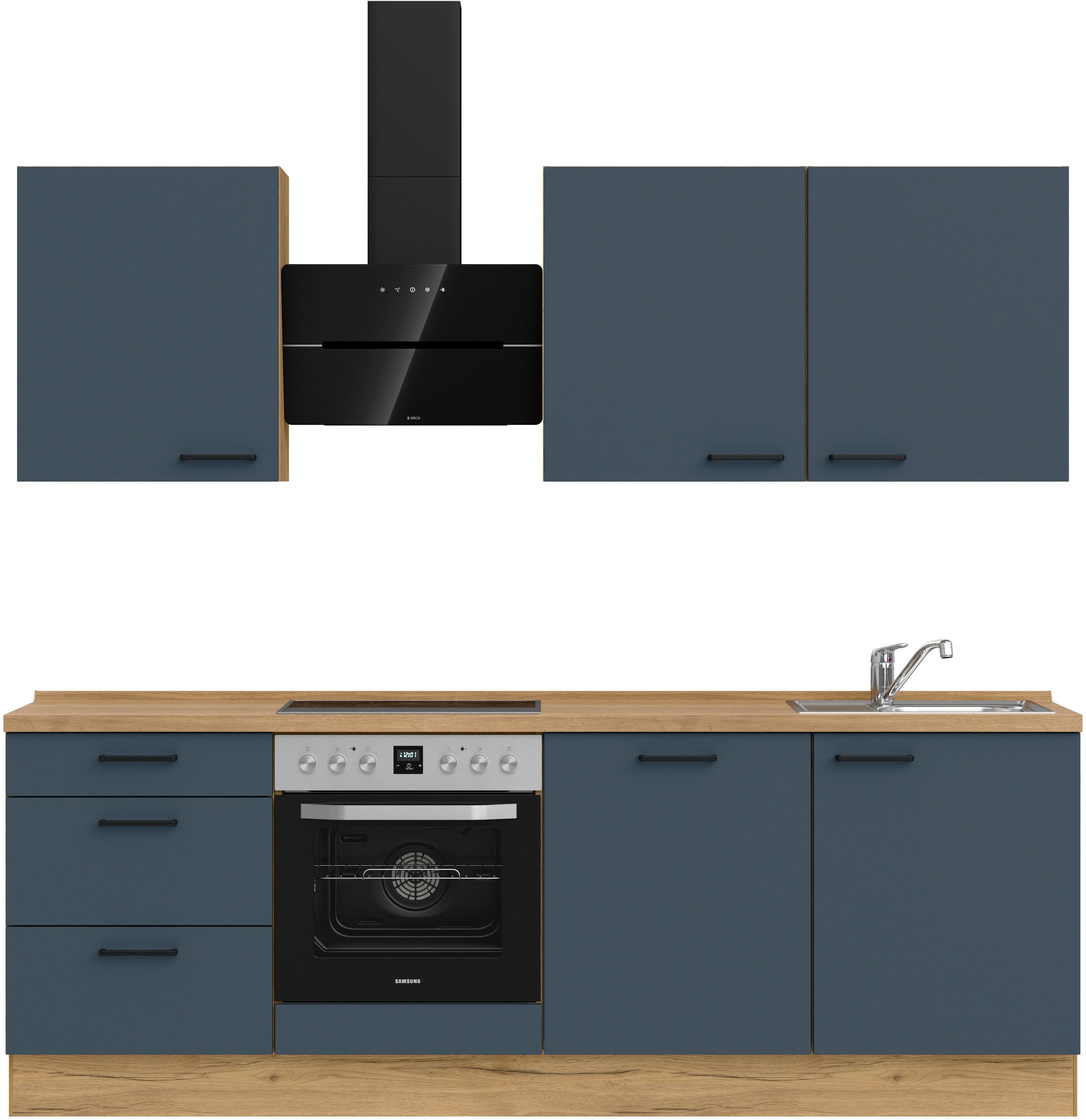 nobilia® Küchenzeile »"Easytouch premium"«, vormontiert, Ausrichtung wählbar, Breite 240 cm, mit E-Geräten