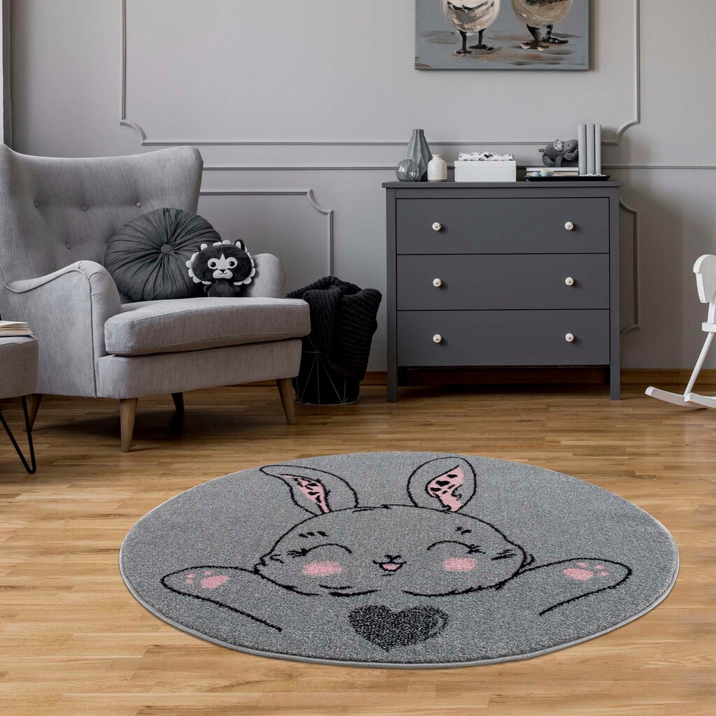 Wohnen Teppiche Carpet City Kinderteppich »Savanna 9379«, rund, 11 mm Höhe, Spielteppich, Teppich, Hase, Grau, für Kinderzimmer, Wohnen Teppiche Carpet City Kinderteppich »Savanna 9379«, rund, 11 mm Höhe, Spielteppich, Teppich, Hase, Grau, für Kinderzimmer,