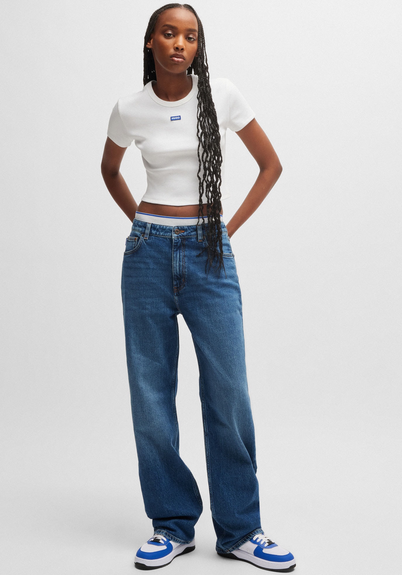 HUGO Blue Straight-Jeans »Elyah«, Straight Fit Jeans mit hoher Leibhöhe, Tall Länge 36