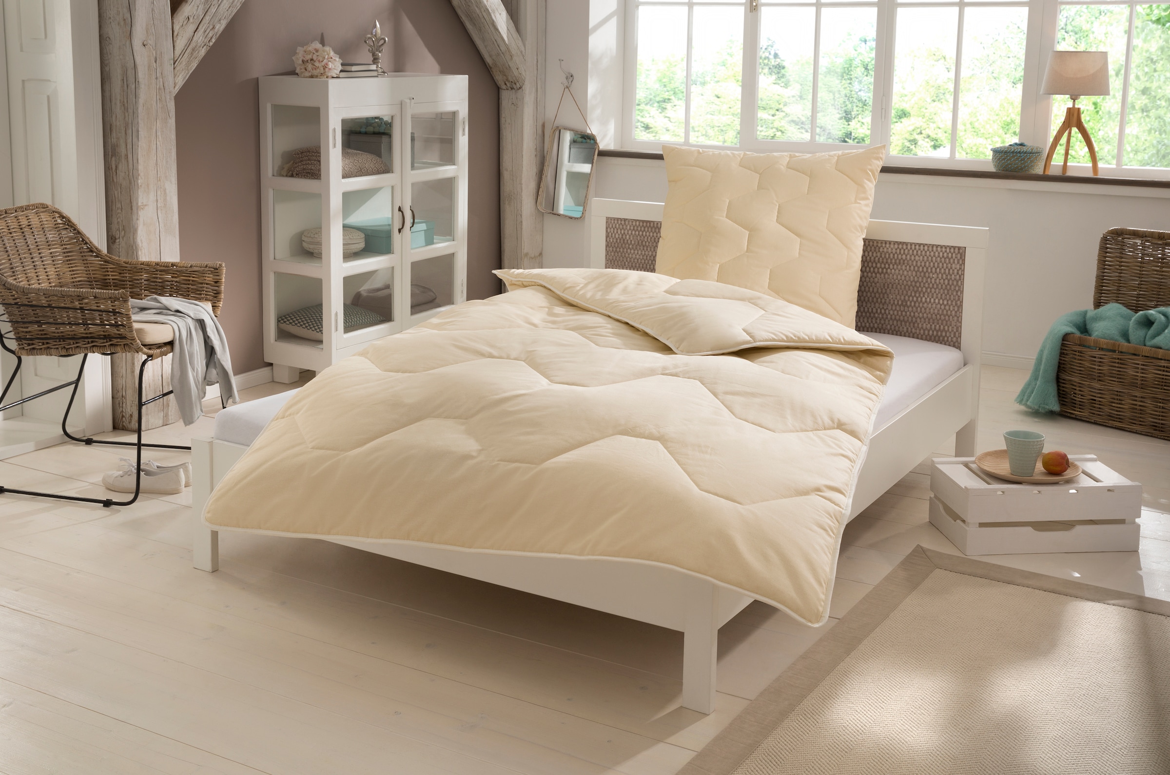 Naturfaserbettdecke + Kopfkissen OTTO HOME, beige, Bettdecken Bezug: 100% Baumwolle. Kopfkissen Bezug: 100% Baumwolle. Bettdecken Füllung: 100%