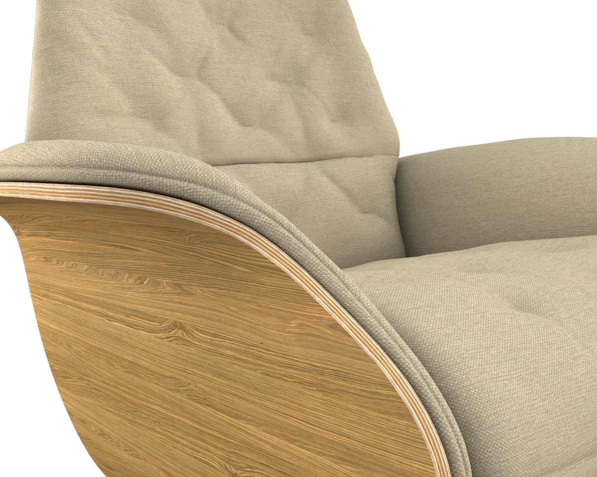 FLEXLUX Relaxsessel »Volden elektrischer Funktionsessel« Größe M, Rücken & Fußteil elektrisch, Akku, Arml. Eiche, Fuß Alu