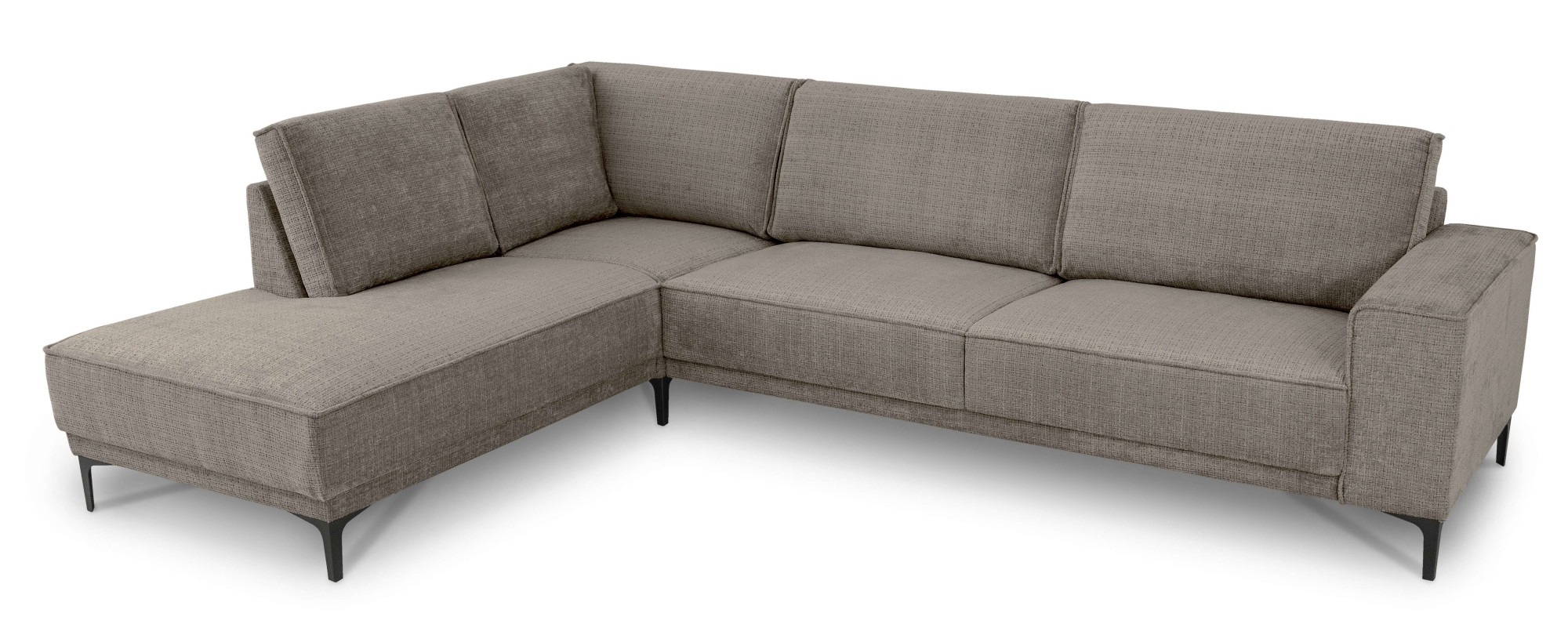 Places of Style Ecksofa »Polsterecke Oland, Struktur, Flachgewebe, Luxus-Microfaser, Boucle«, L-Form, 289 cm, Wellenunterfederung, Skandi-Design, Metallfüße