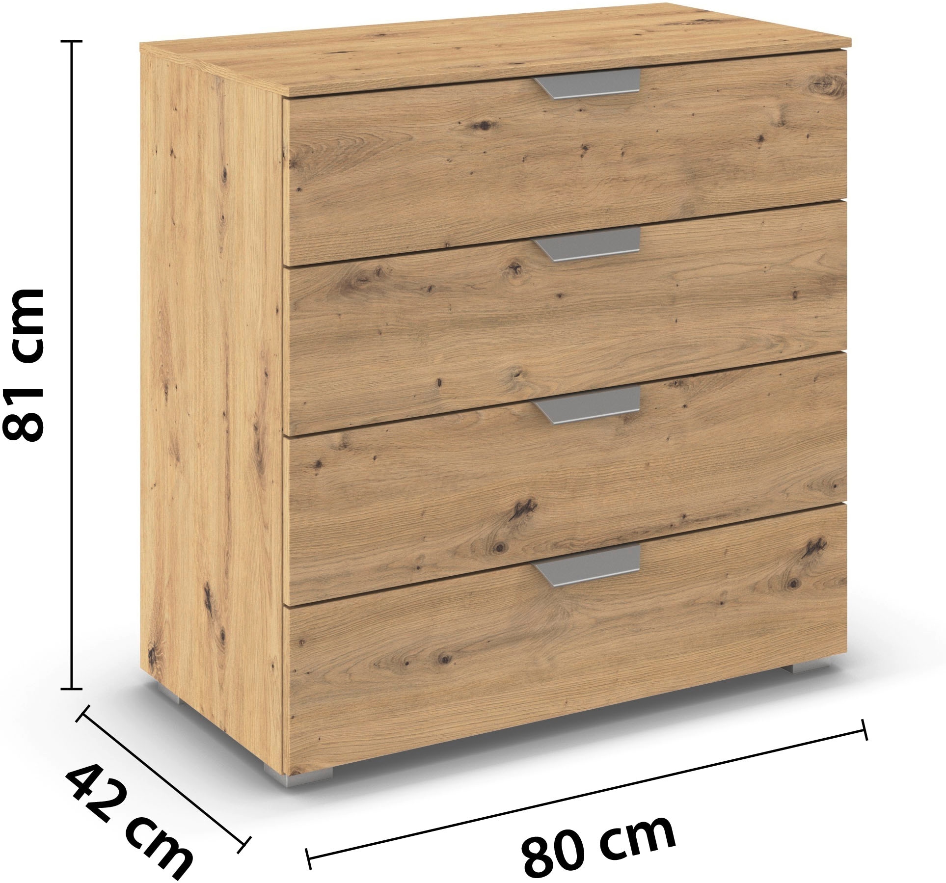 rauch Schubkastenkommode »Sideboard Schubladenkommode ORIAS mit Dekor- oder Hochglanzfront« Breite 80 cm,  vier große und geräumige Schubladen mit viel Stauraum MADE IN GERMANY