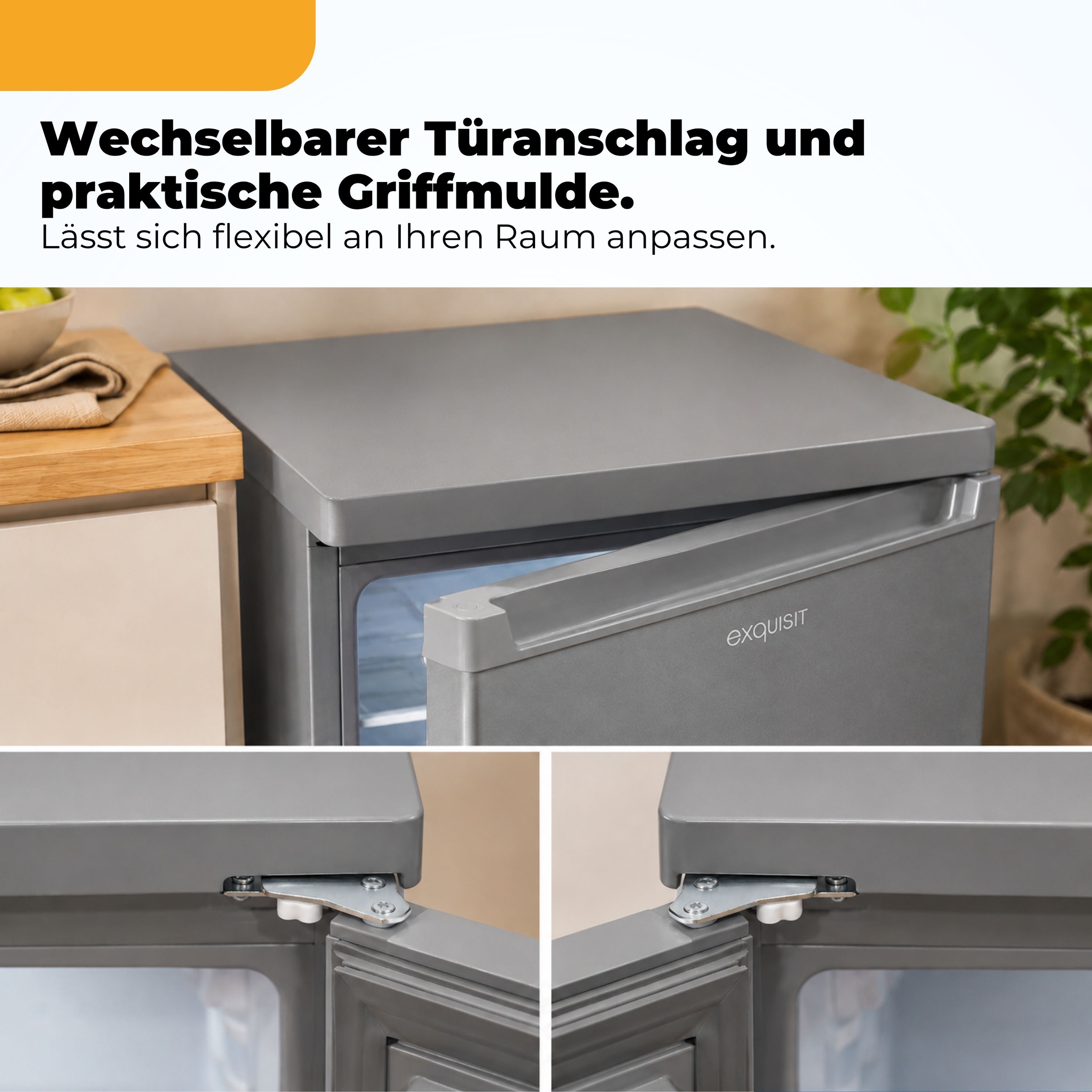exquisit Kühlschrank »KS16-V-040C inoxlook« 85 cm hoch 55 cm breit Helles LED-Licht für optimale Innenraumbeleuchtung
