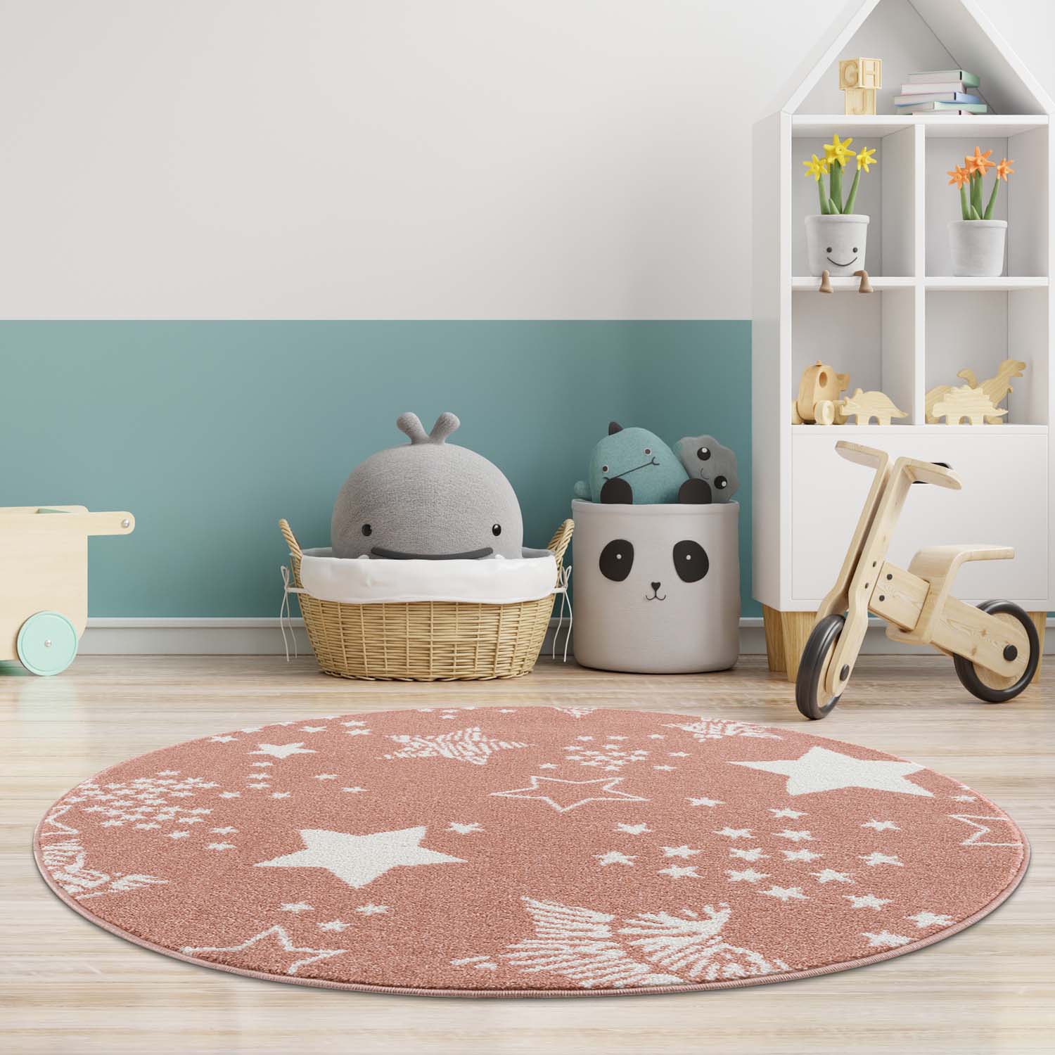 Carpet City Kinderteppich »Anime9387«, rund, Sternen-Teppich, Weicher Flor, Pflegeleicht, Kinderzimmer