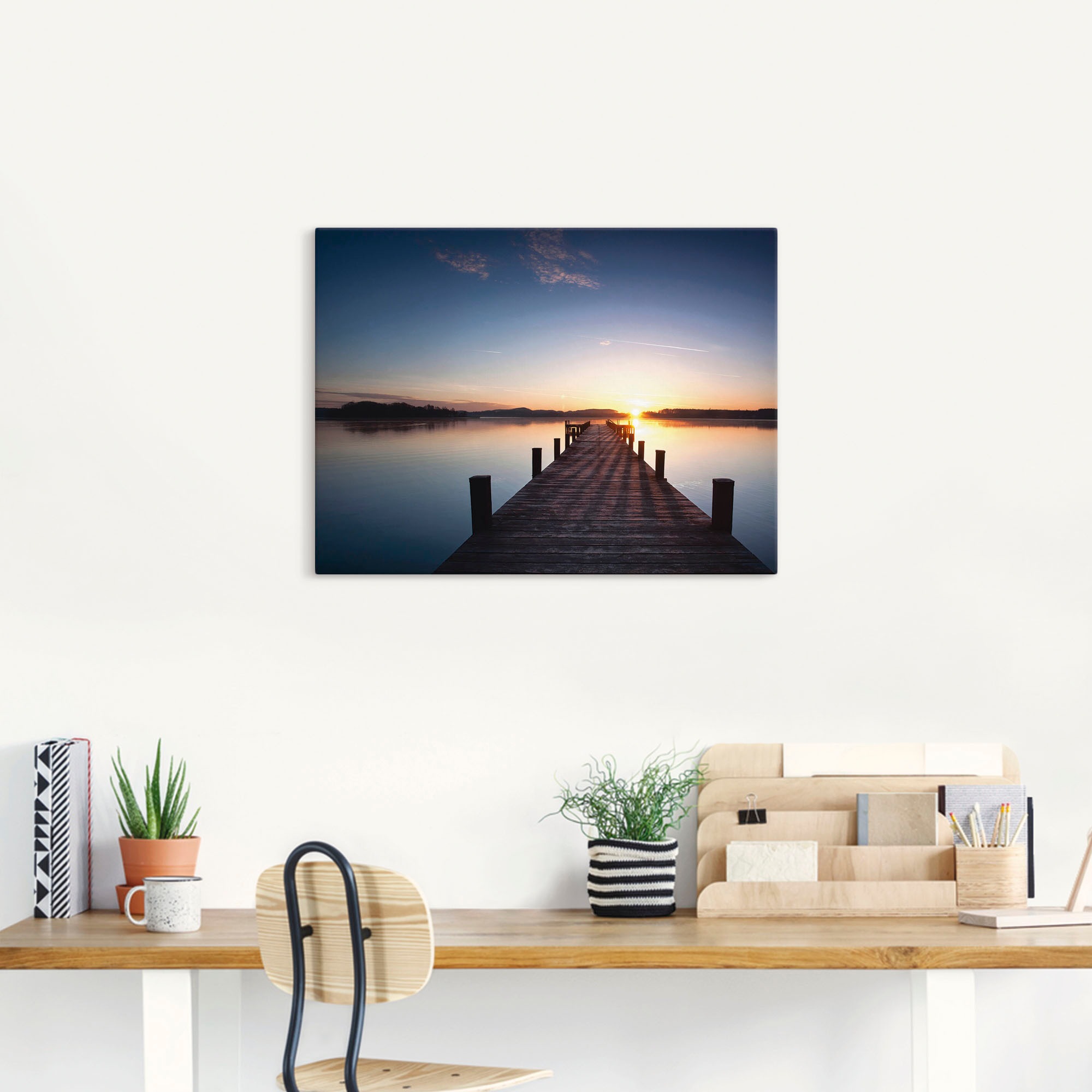 Artland Leinwandbild "Sonnenstrahlen - Sonnenuntergang" Gewässer 1 Stk. tlg günstig online kaufen