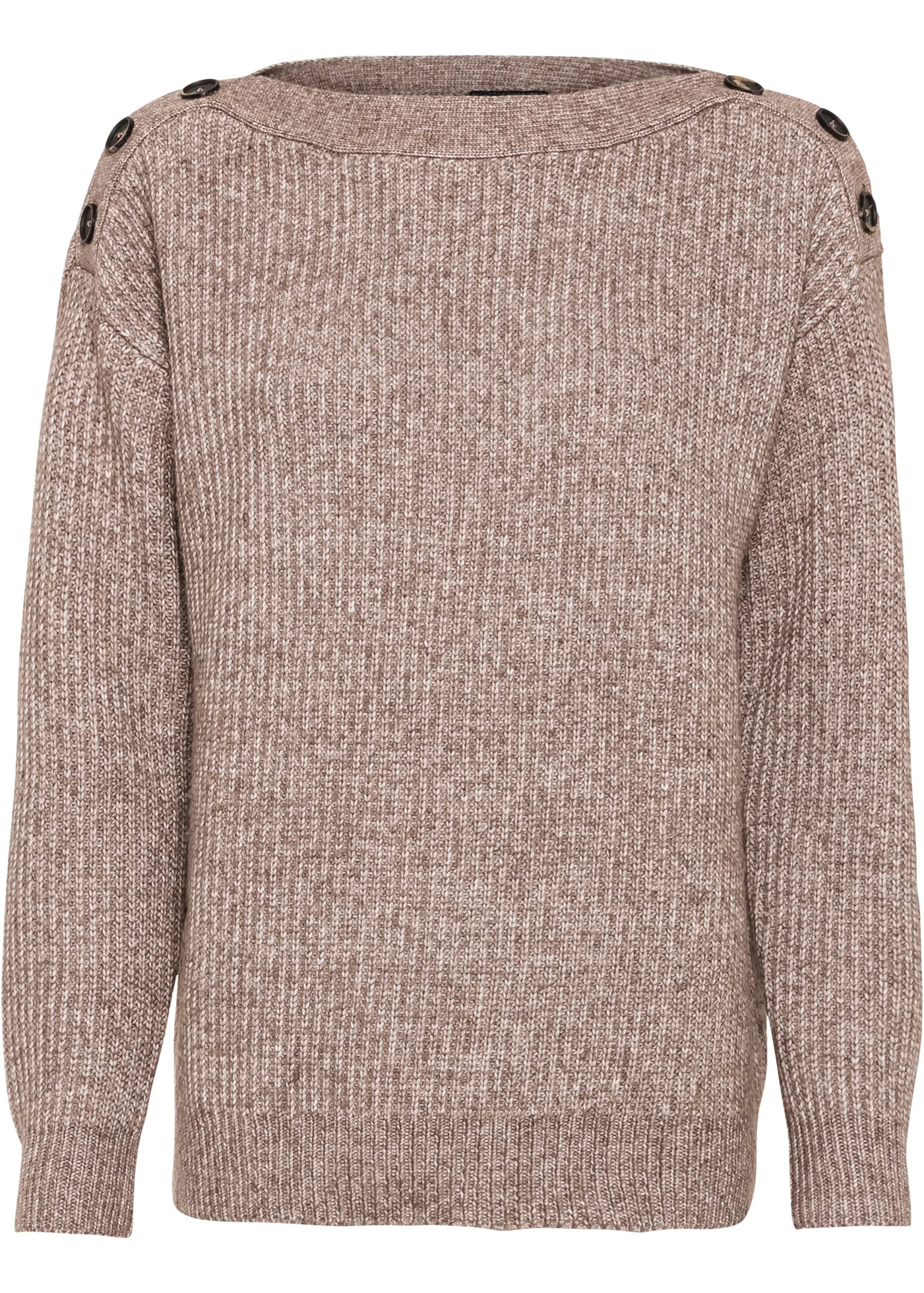 bonprix Strickpullover »Pullover mit Knöpfen« in Melange-Optik, leicht überschnittene Schultern mit Knopfverzierung