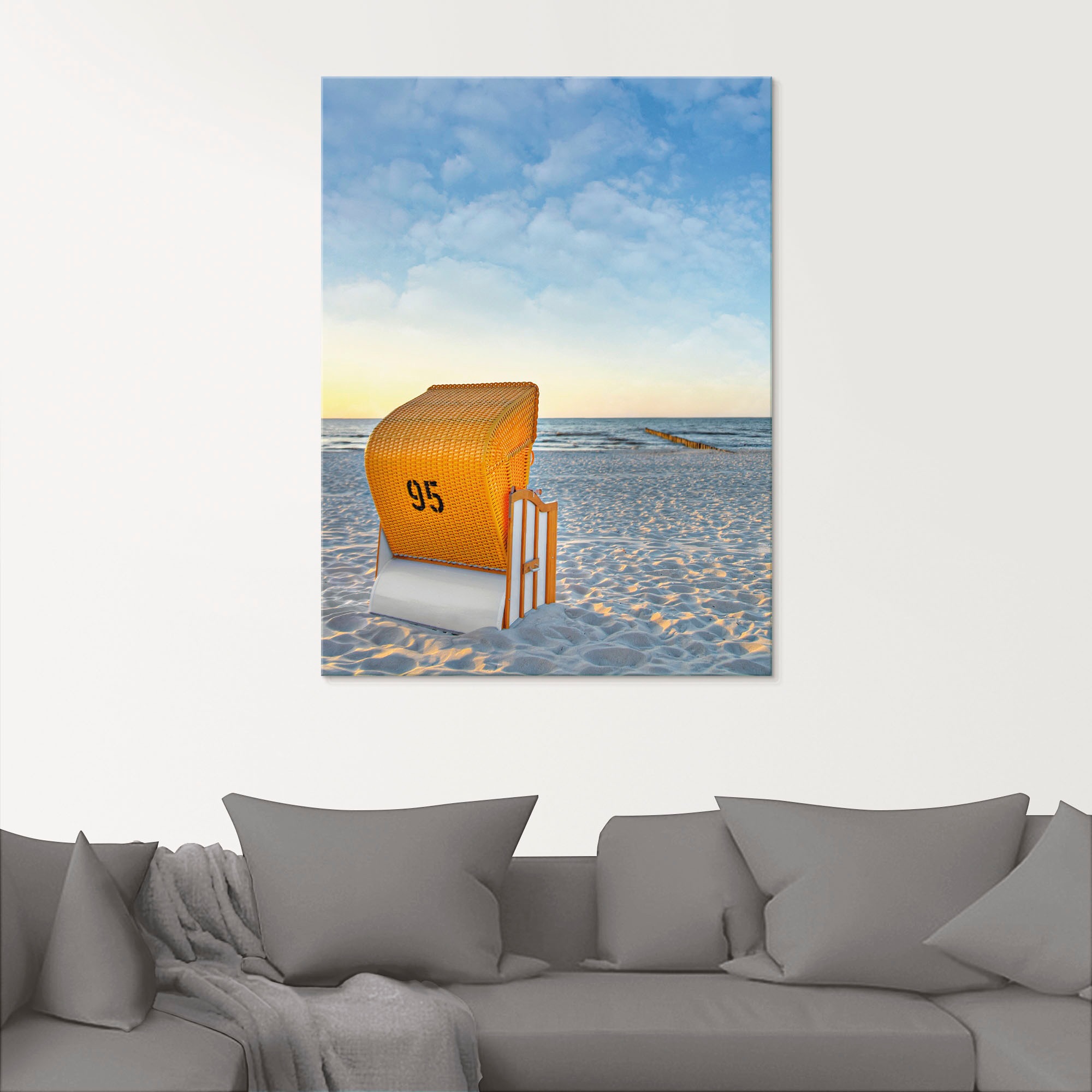 Glasbild ARTLAND "Ostsee7 - Strandkorb", blau (farbe bild(er): blau), B:20cm H:20cm, Bilder, in verschiedenen Größen 2