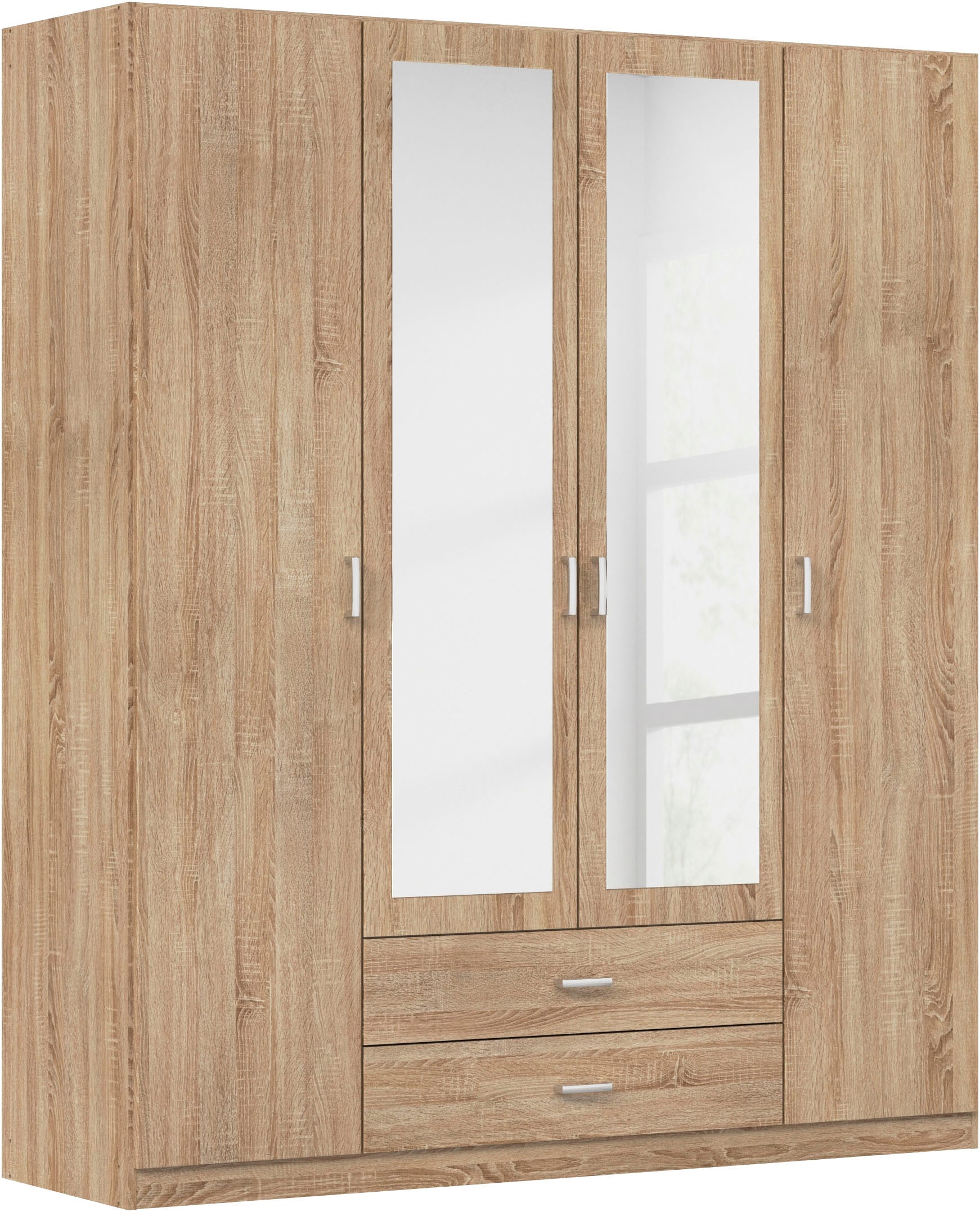 rauch Kleiderschrank "Schrank Garderobe Ankleide GAMMA Breiten 91/136/181/226/271/315/360 cm" in 3 Ausstattungen BASIC/CLASSIC/PREMIUM (inkl. SOFT-CLOSE-Funktion), verschiedene Griff-Varianten, mit Spiegel TOPSELLER MADE IN GERMANY
