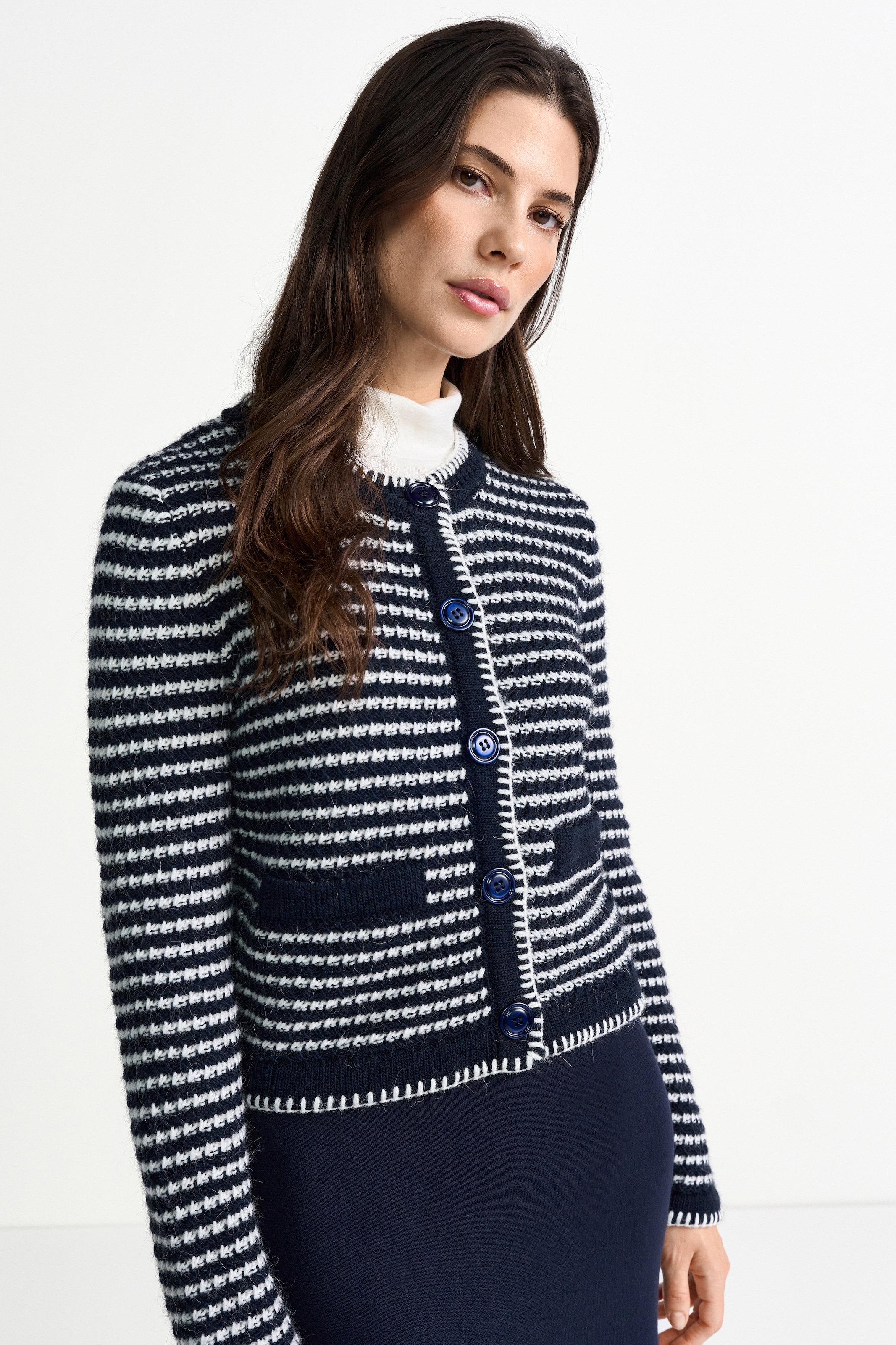 RICHROYAL Strickjacke gestreift, Rundhals, maritimer Look günstig online kaufen